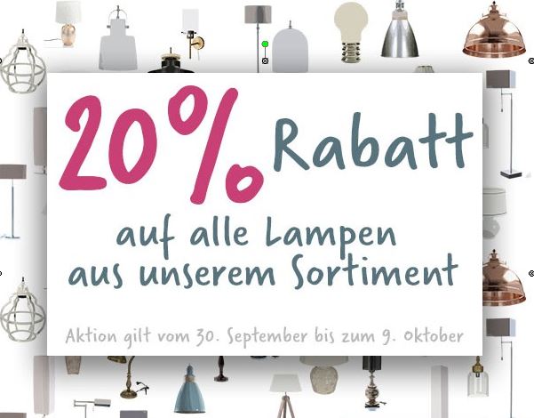 Aktuelle Aktion: 20% Rabatt auf unsere Lampen