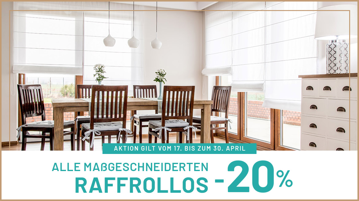 Alle maßgeschneiderten Raffrollos -20%