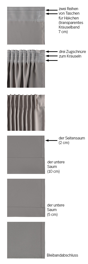 Vorhang mit Falten- / Kräuselband
