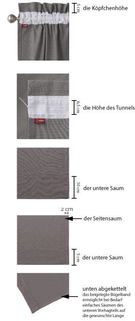 VORHANG MIT TUNNEL UND KÖPFCHEN