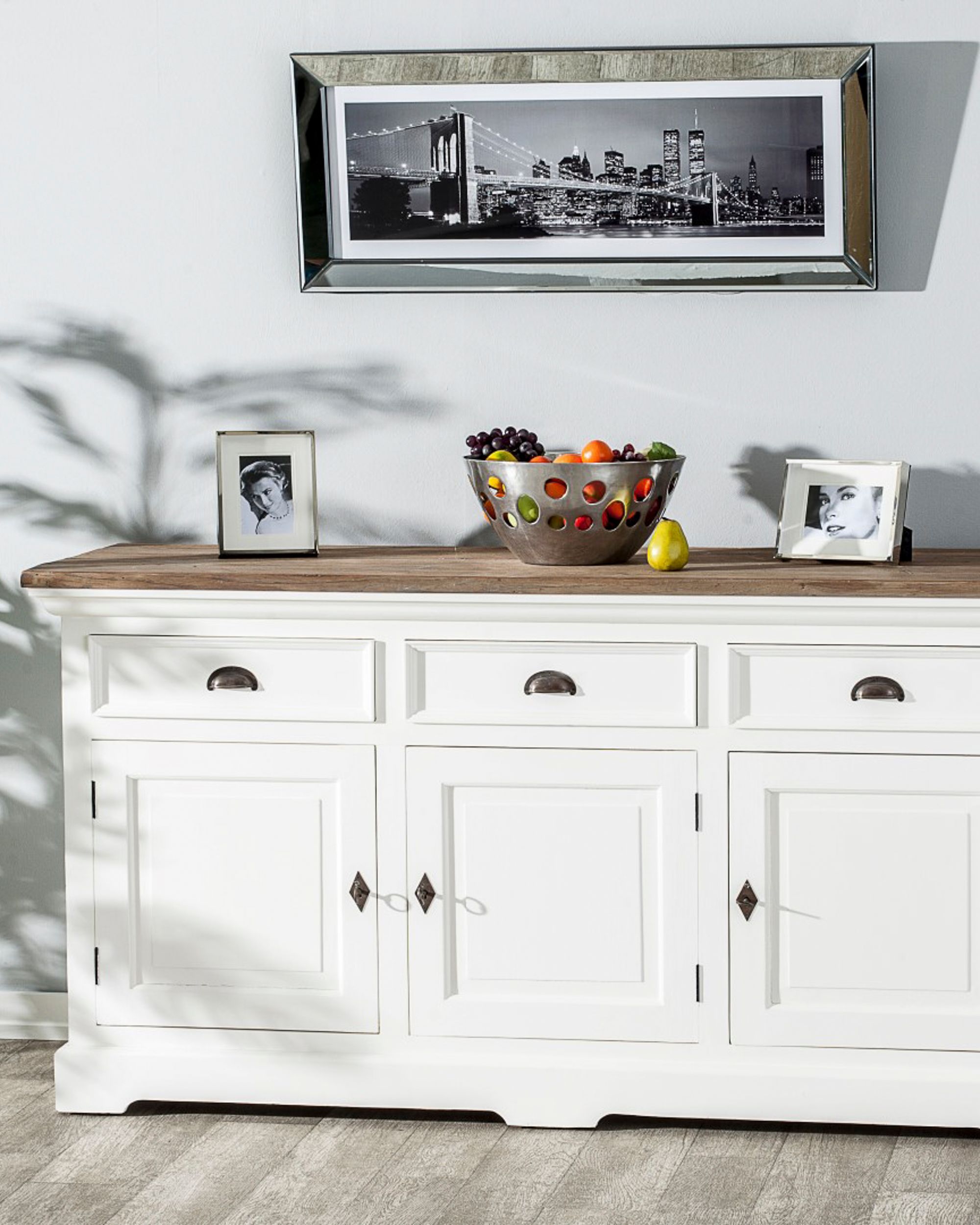 Kommode Brighton 180x55x95cm white&natural grey (hover)