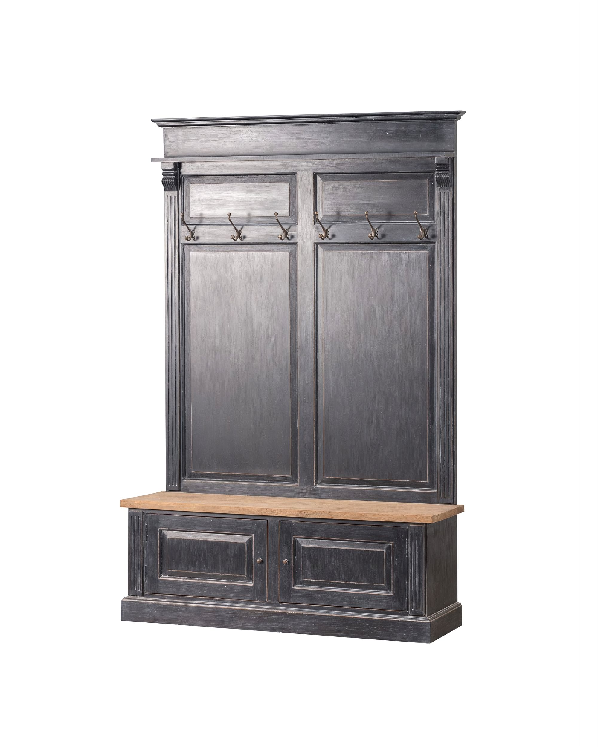 Garderobe Bradford 139x41x210 old black & natural