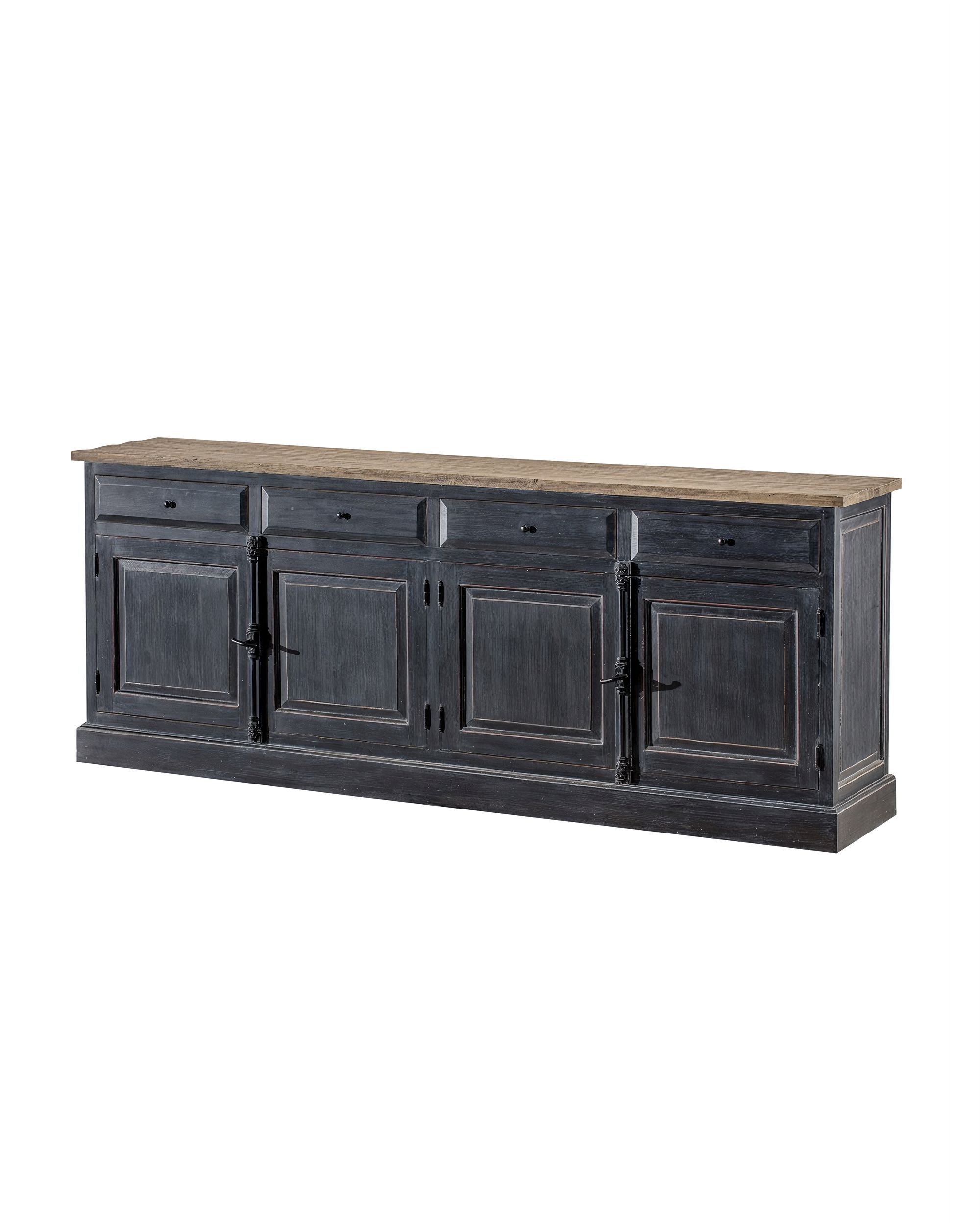 Kommode Gordes 240x48x94 old black & natural