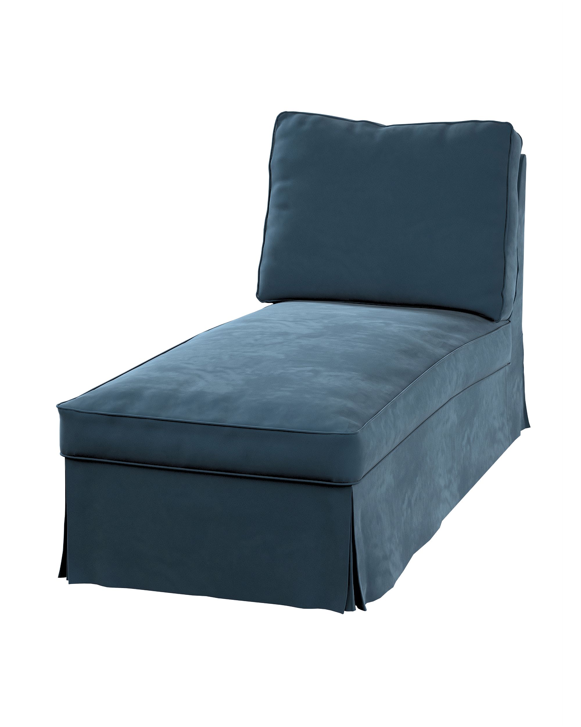 Bezug für Ektorp Recamiere ohne Armlehne, neues Modell Farbe blau Stoff glänzend, samt