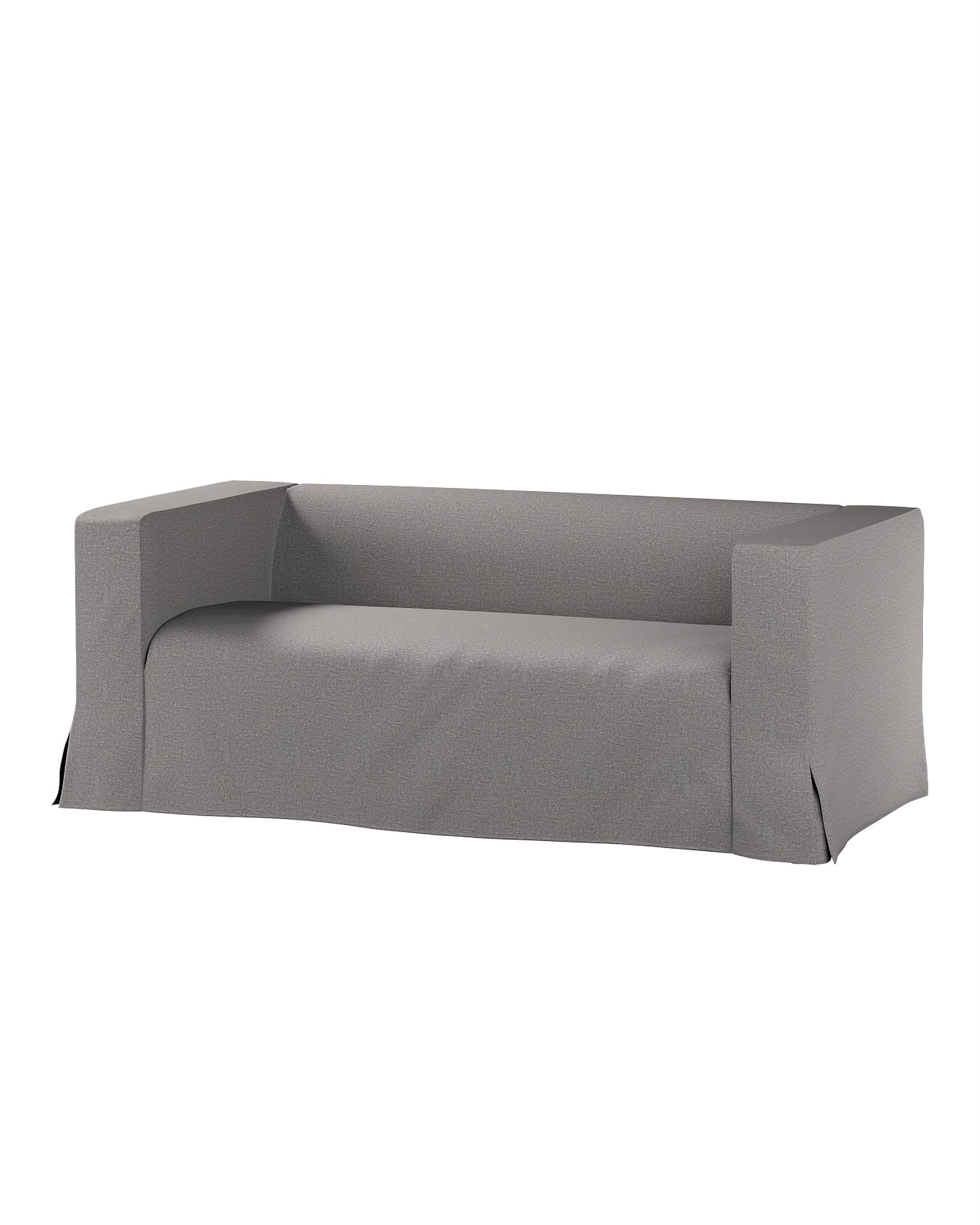 Bezug für Klippan 2-Sitzer Sofa, lang mit Kellerfalte Farbe grau Stoff strukturiert