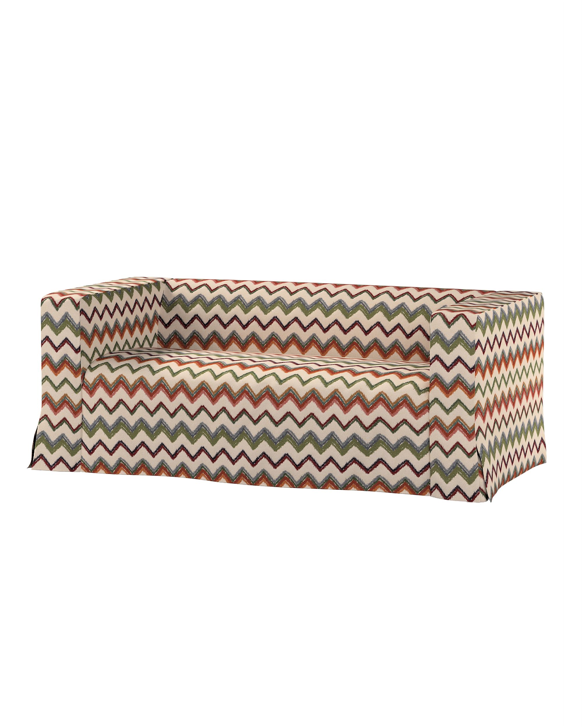 Bezug für Klippan 2-Sitzer Sofa, lang mit Kellerfalte Farbe bunt Stoff strukturiert, gemustert