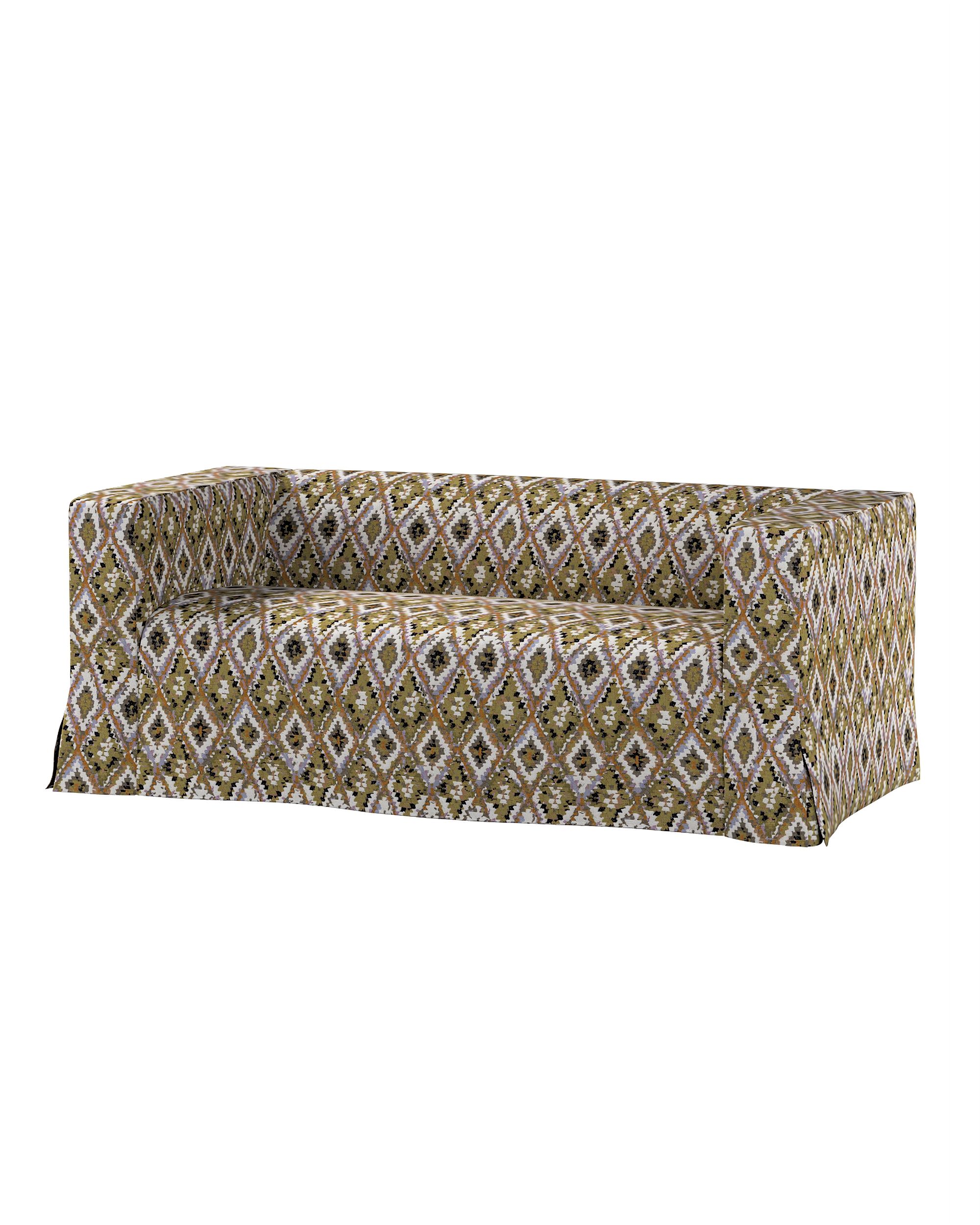 Bezug für Klippan 2-Sitzer Sofa, lang mit Kellerfalte Farbe bunt Stoff strukturiert, gemustert