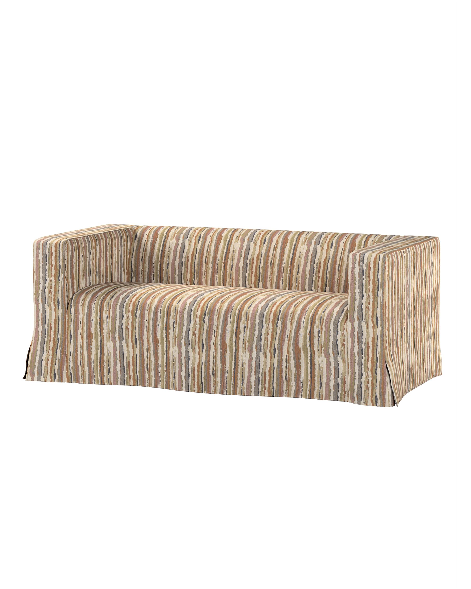 Bezug für Klippan 2-Sitzer Sofa, lang mit Kellerfalte Farbe beige Stoff strukturiert, gemustert