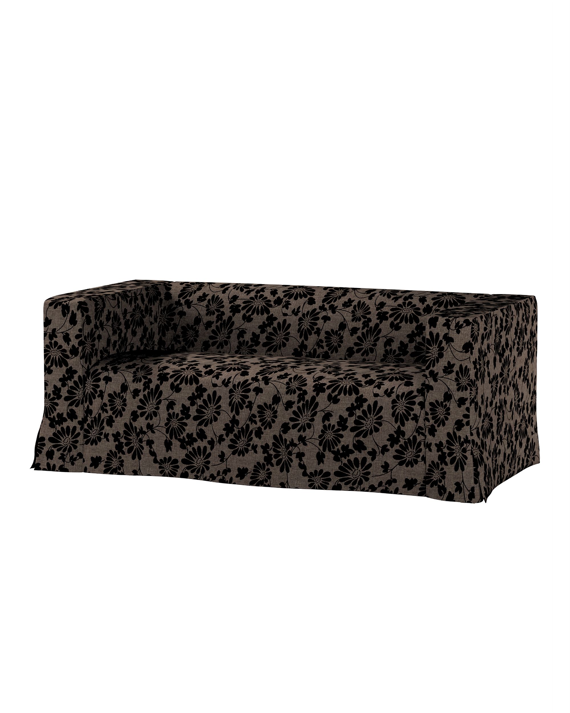Bezug für Klippan 2-Sitzer Sofa, lang mit Kellerfalte Farbe braun Stoff strukturiert, gemustert