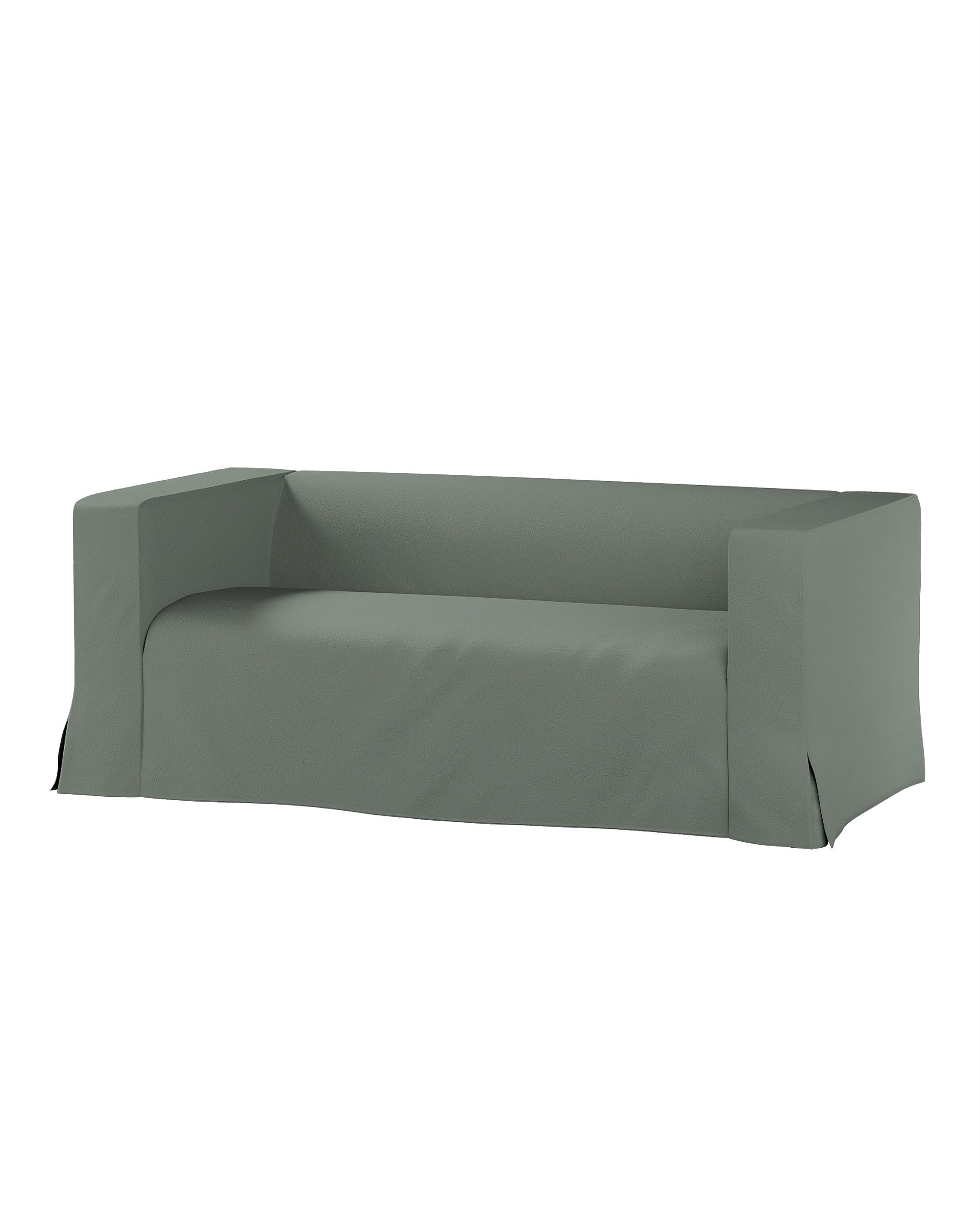 Bezug für Klippan 2-Sitzer Sofa, lang mit Kellerfalte Farbe grün Stoff strukturiert