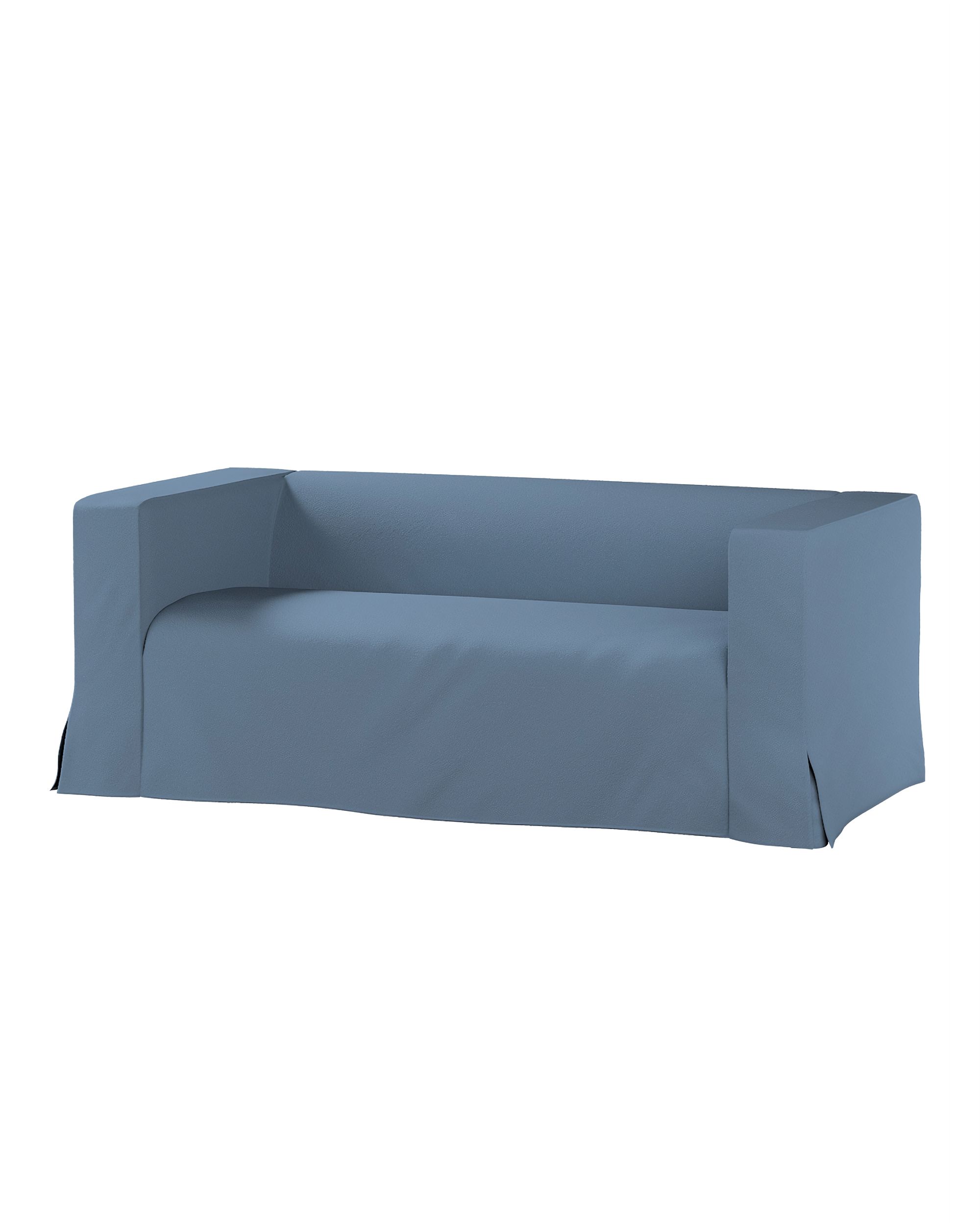 Bezug für Klippan 2-Sitzer Sofa, lang mit Kellerfalte Farbe blau Stoff strukturiert