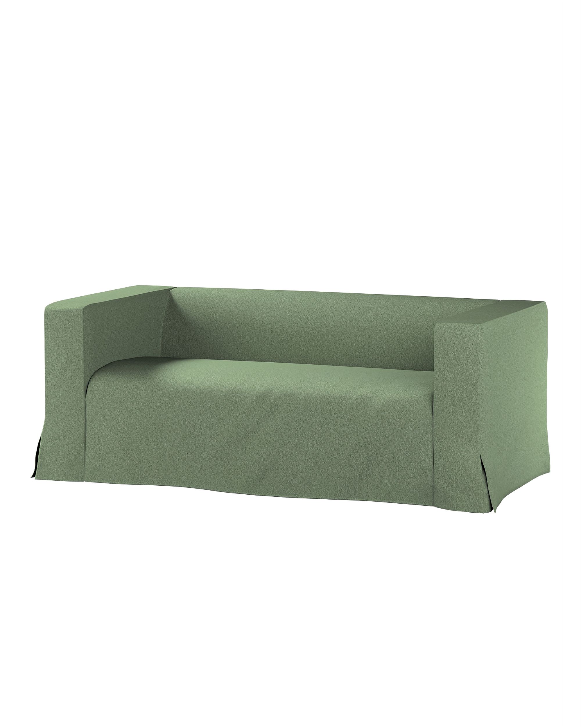 Bezug für Klippan 2-Sitzer Sofa, lang mit Kellerfalte Farbe grün Stoff strukturiert
