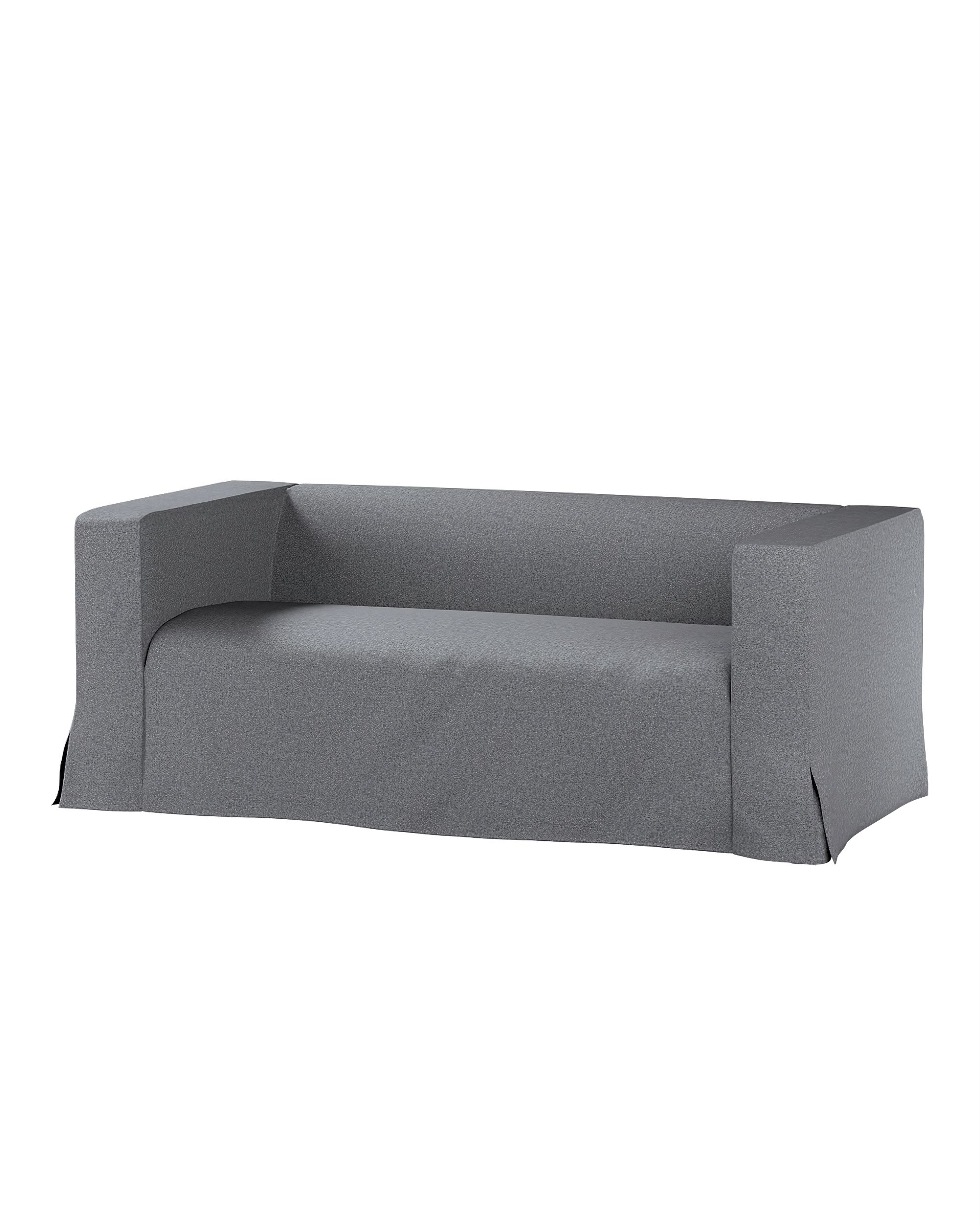 Bezug für Klippan 2-Sitzer Sofa, lang mit Kellerfalte Farbe grau Stoff strukturiert