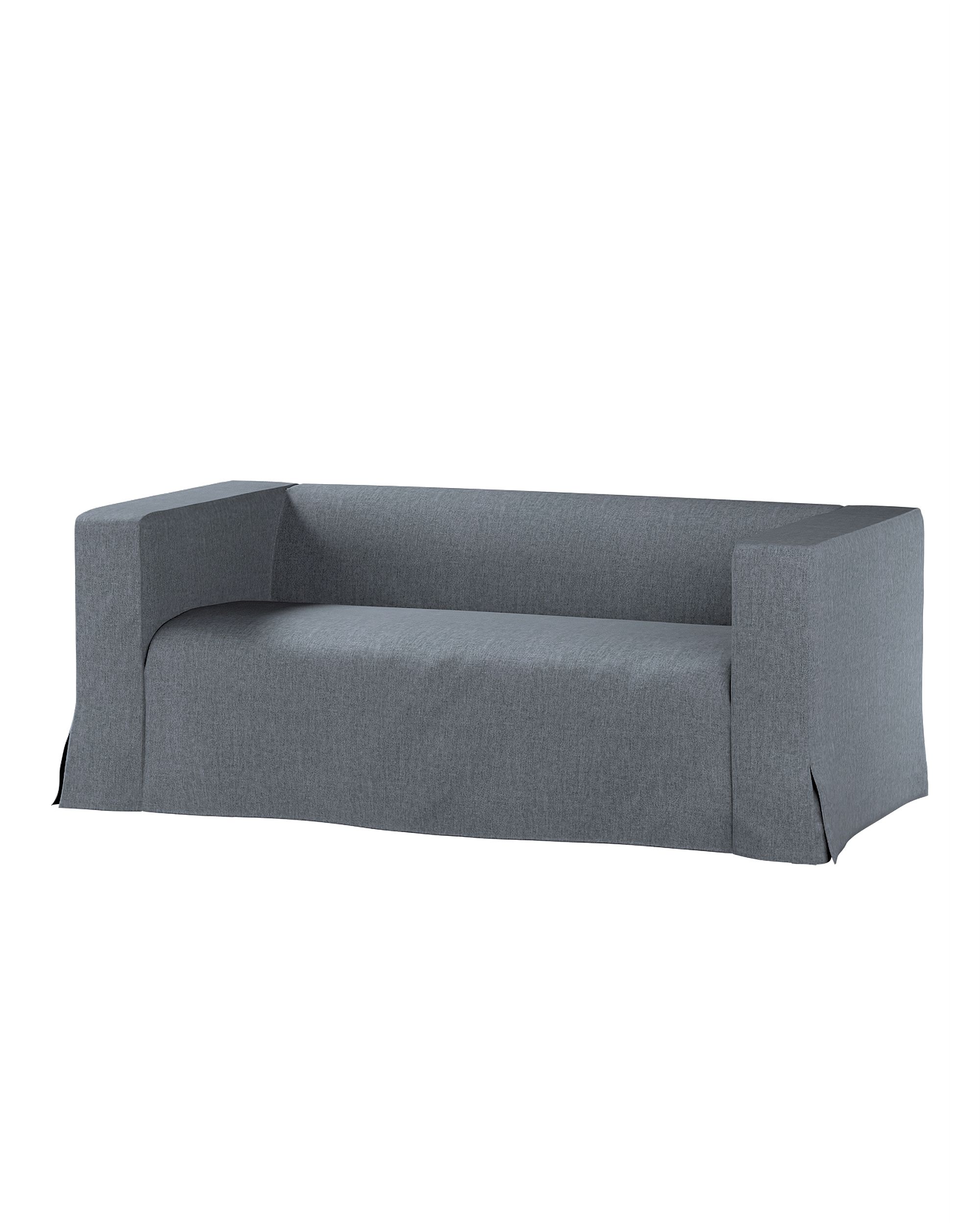 Bezug für Klippan 2-Sitzer Sofa, lang mit Kellerfalte Farbe grau Stoff strukturiert