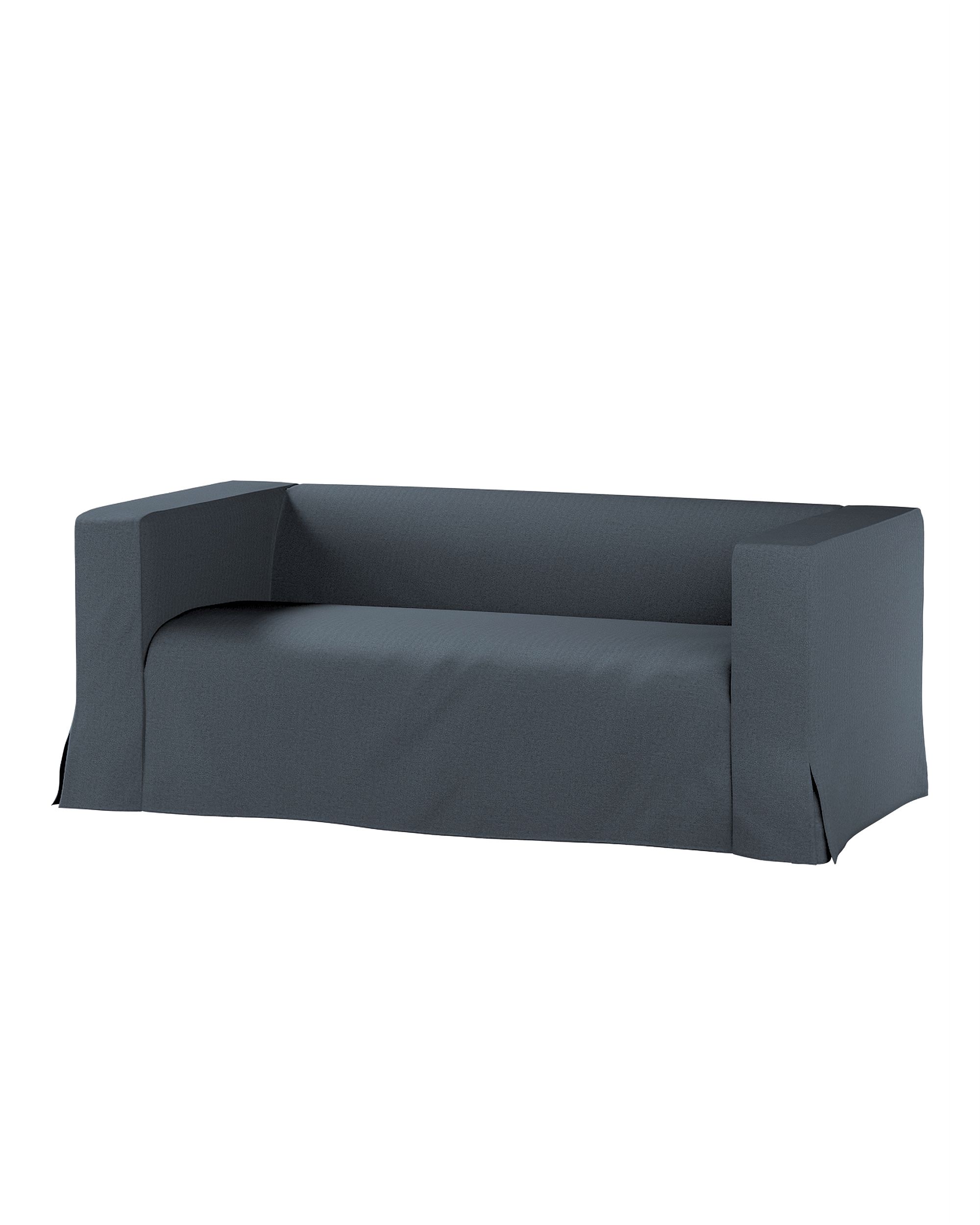 Bezug für Klippan 2-Sitzer Sofa, lang mit Kellerfalte Farbe blau Stoff strukturiert