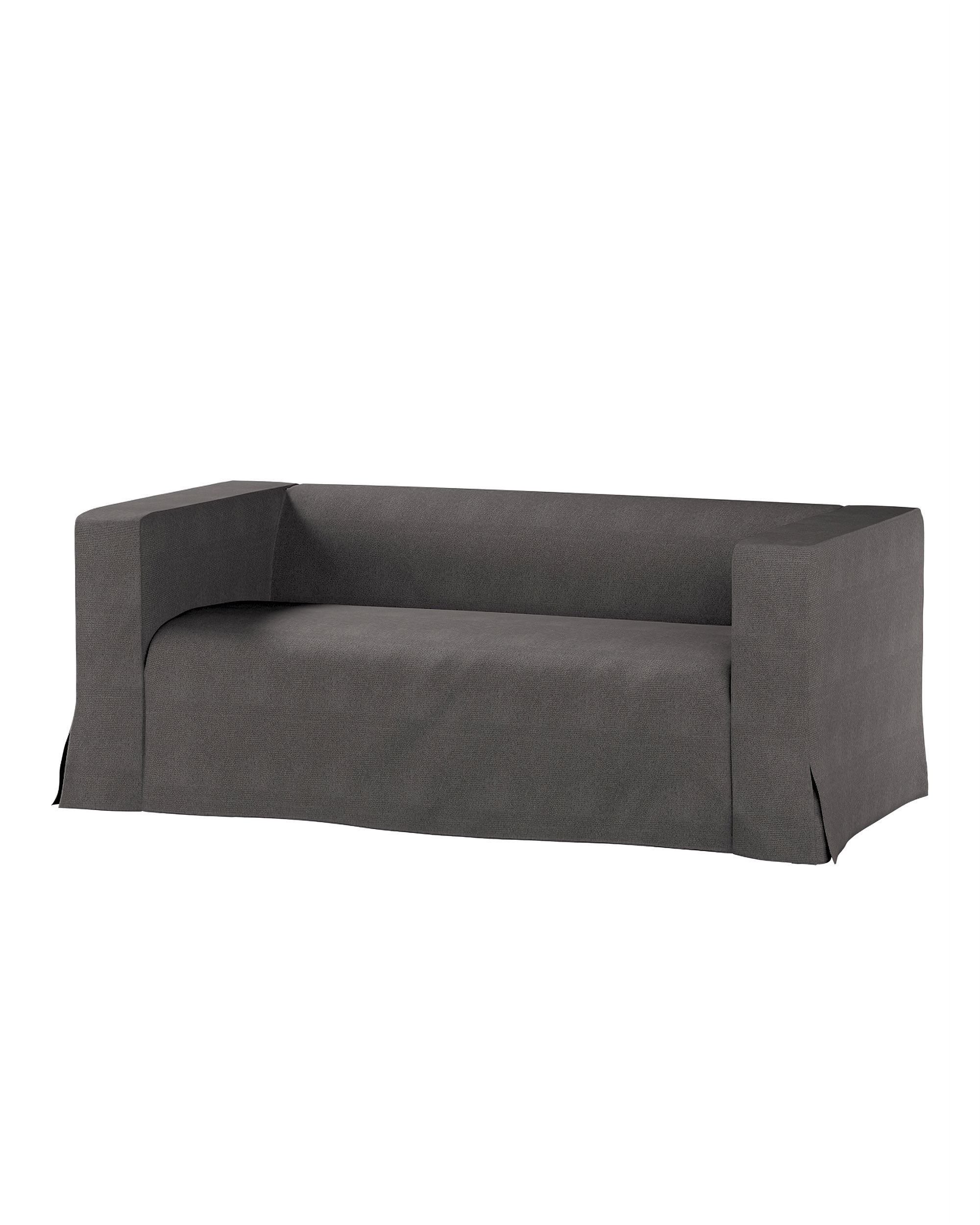 Bezug für Klippan 2-Sitzer Sofa, lang mit Kellerfalte Farbe grau Stoff strukturiert