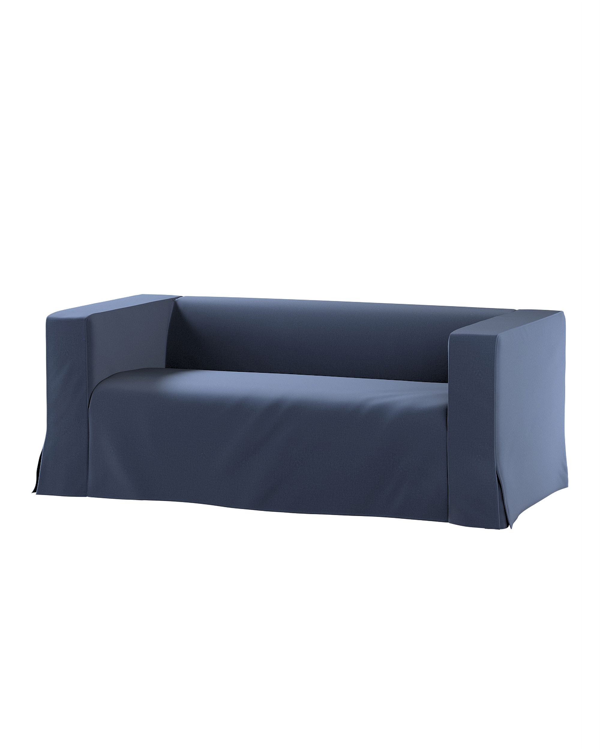Bezug für Klippan 2-Sitzer Sofa, lang mit Kellerfalte Farbe dunkelblau Stoff samt