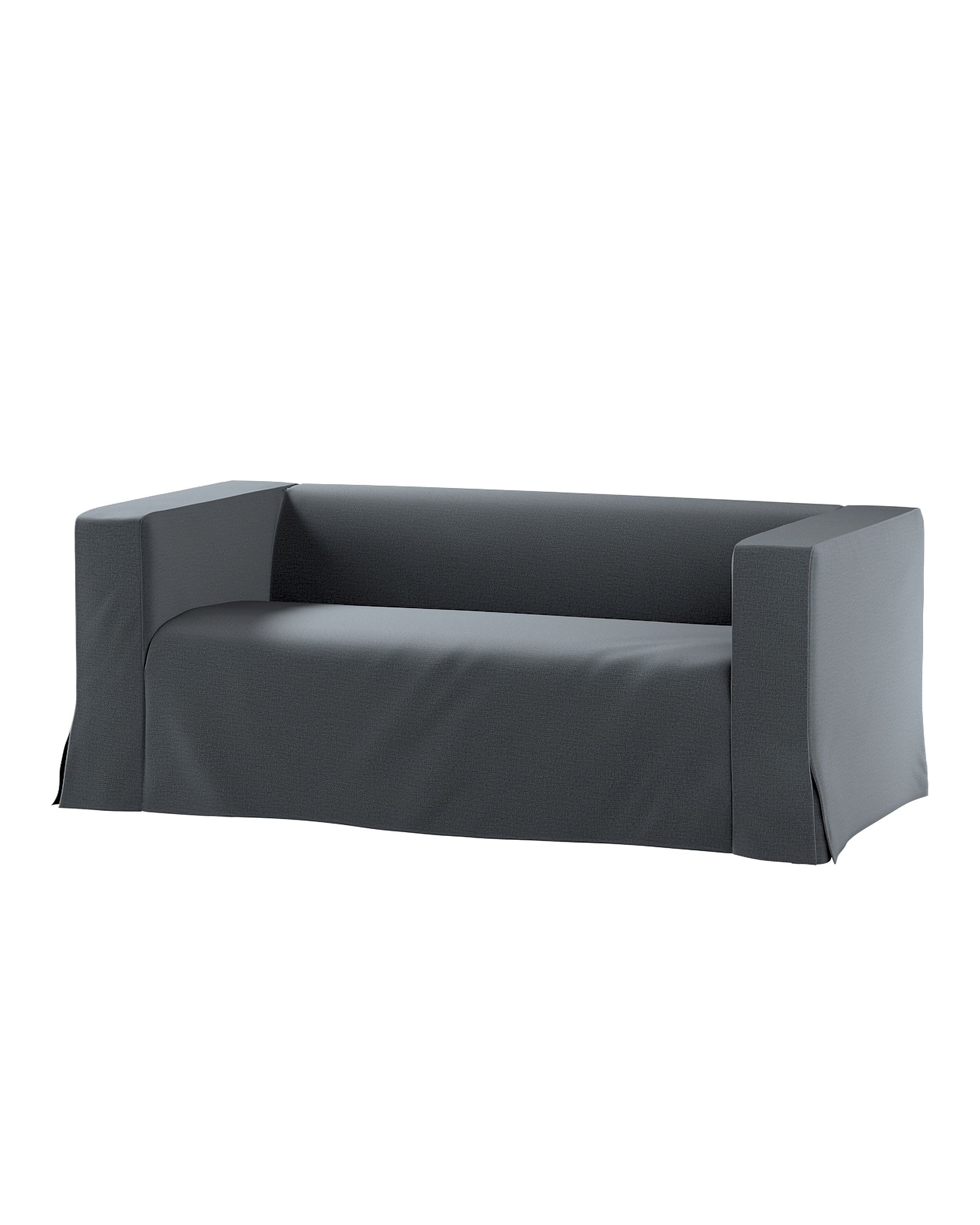 Bezug für Klippan 2-Sitzer Sofa, lang mit Kellerfalte Farbe grau Stoff samt