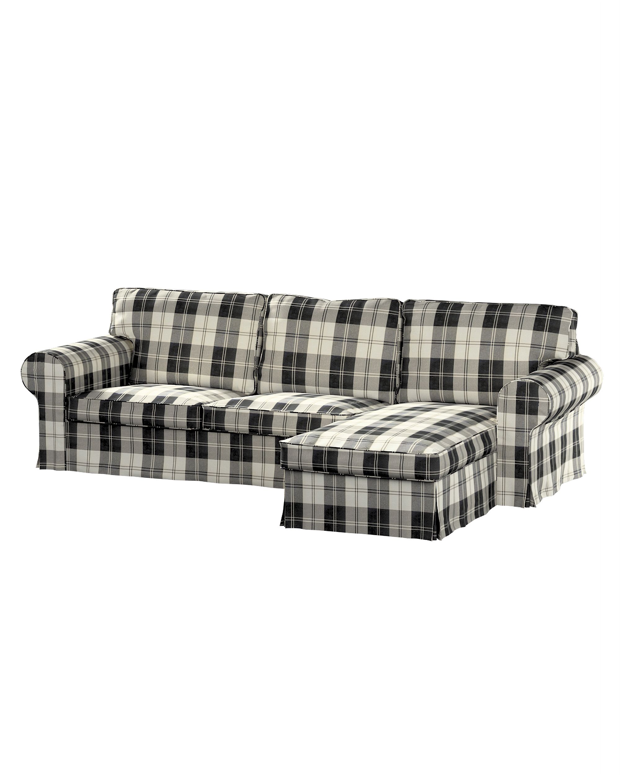 Bezug für Ektorp 2-Sitzer Sofa mit Recamiere Farbe schwarz Stoff strukturiert, gemustert
