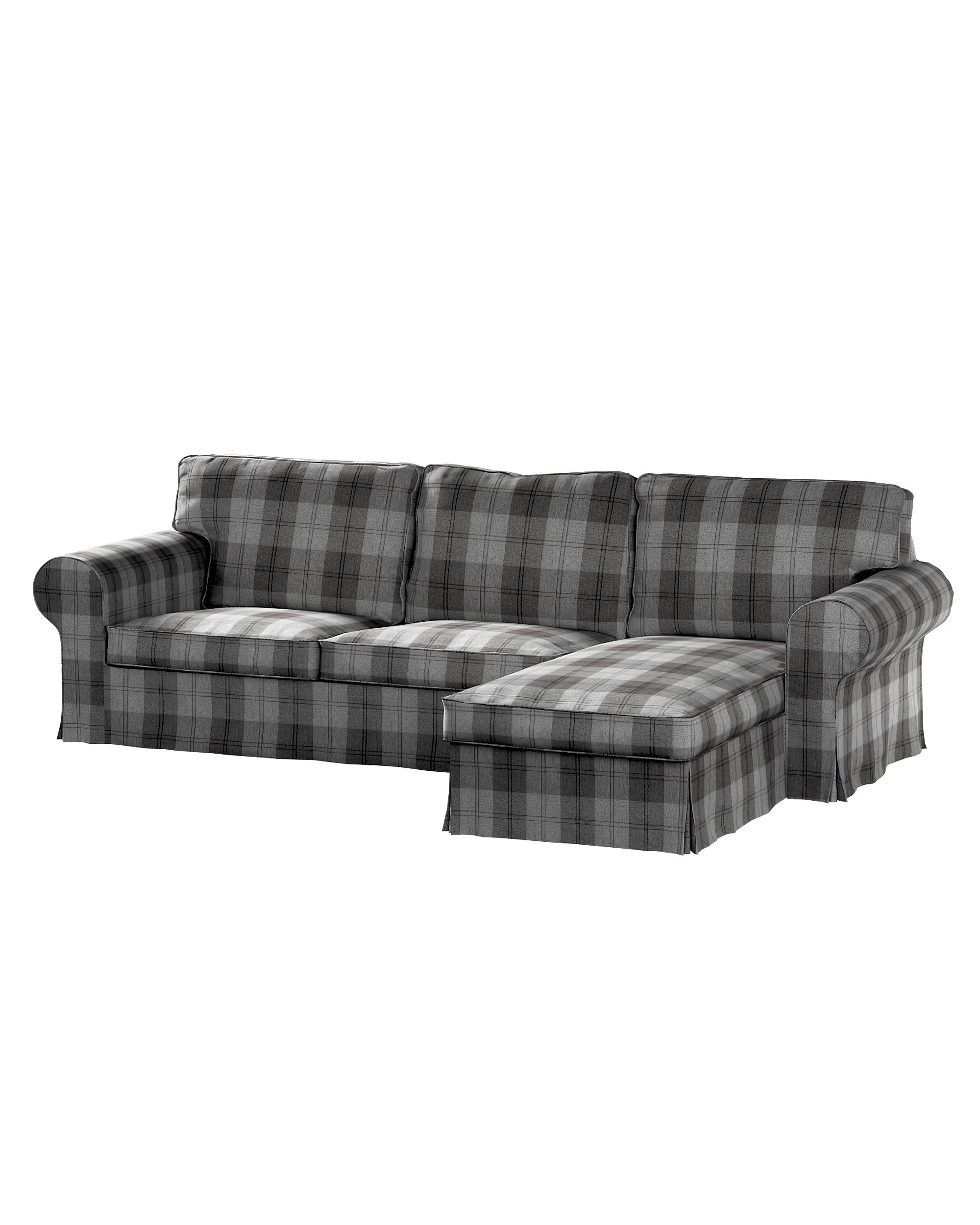 Bezug für Ektorp 2-Sitzer Sofa mit Recamiere Farbe grau Stoff strukturiert, gemustert