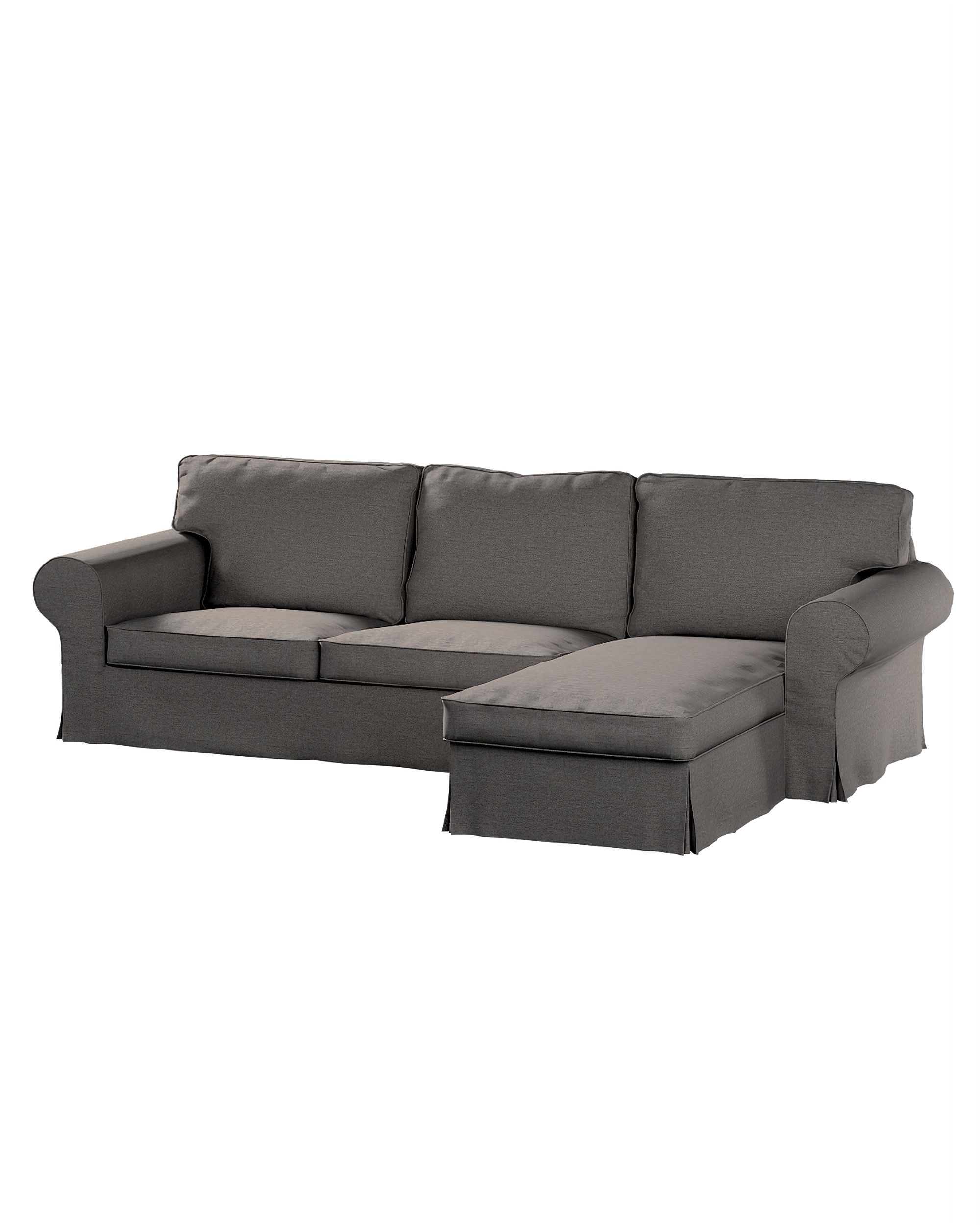 Bezug für Ektorp 2-Sitzer Sofa mit Recamiere Farbe grau Stoff strukturiert