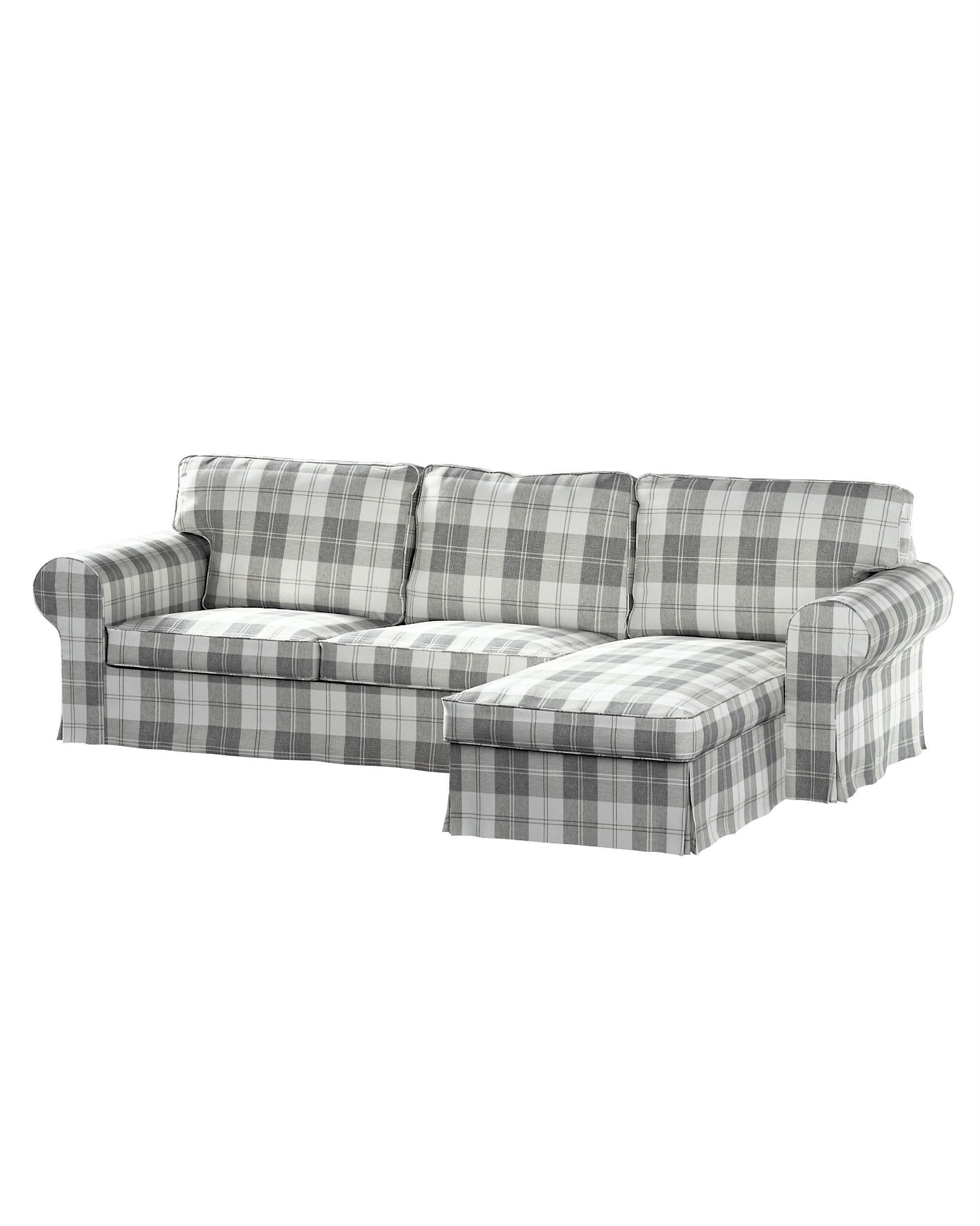 Bezug für Ektorp 2-Sitzer Sofa mit Recamiere Farbe grau Stoff strukturiert, gemustert