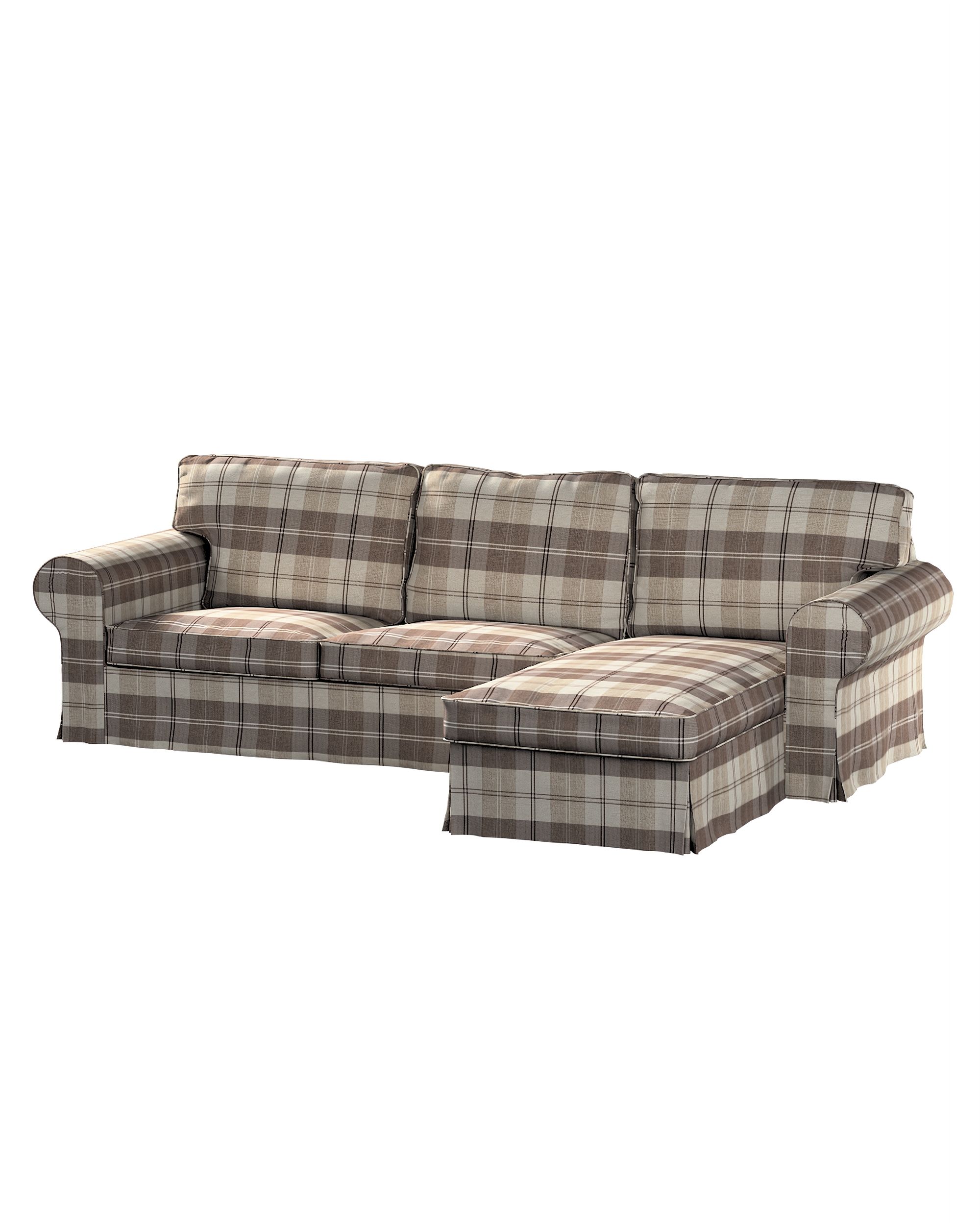 Bezug für Ektorp 2-Sitzer Sofa mit Recamiere Farbe beige Stoff strukturiert, gemustert