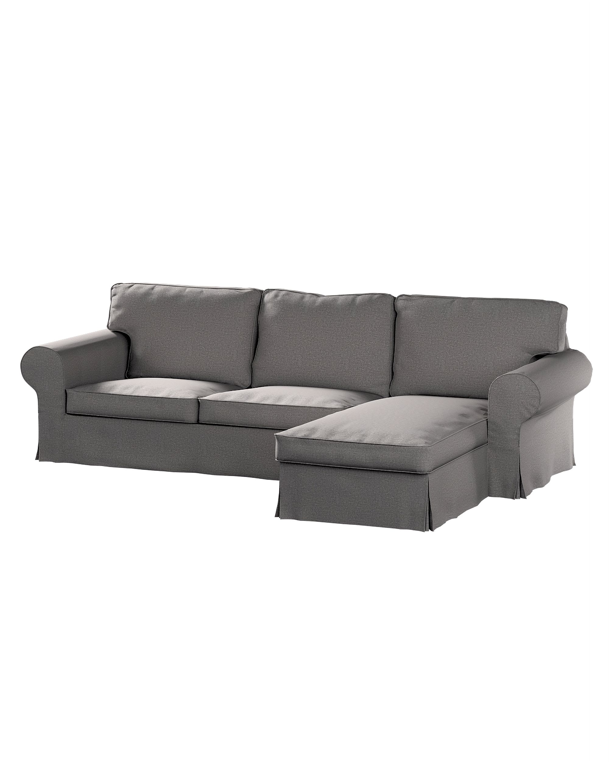Bezug für Ektorp 2-Sitzer Sofa mit Recamiere Farbe grau Stoff strukturiert