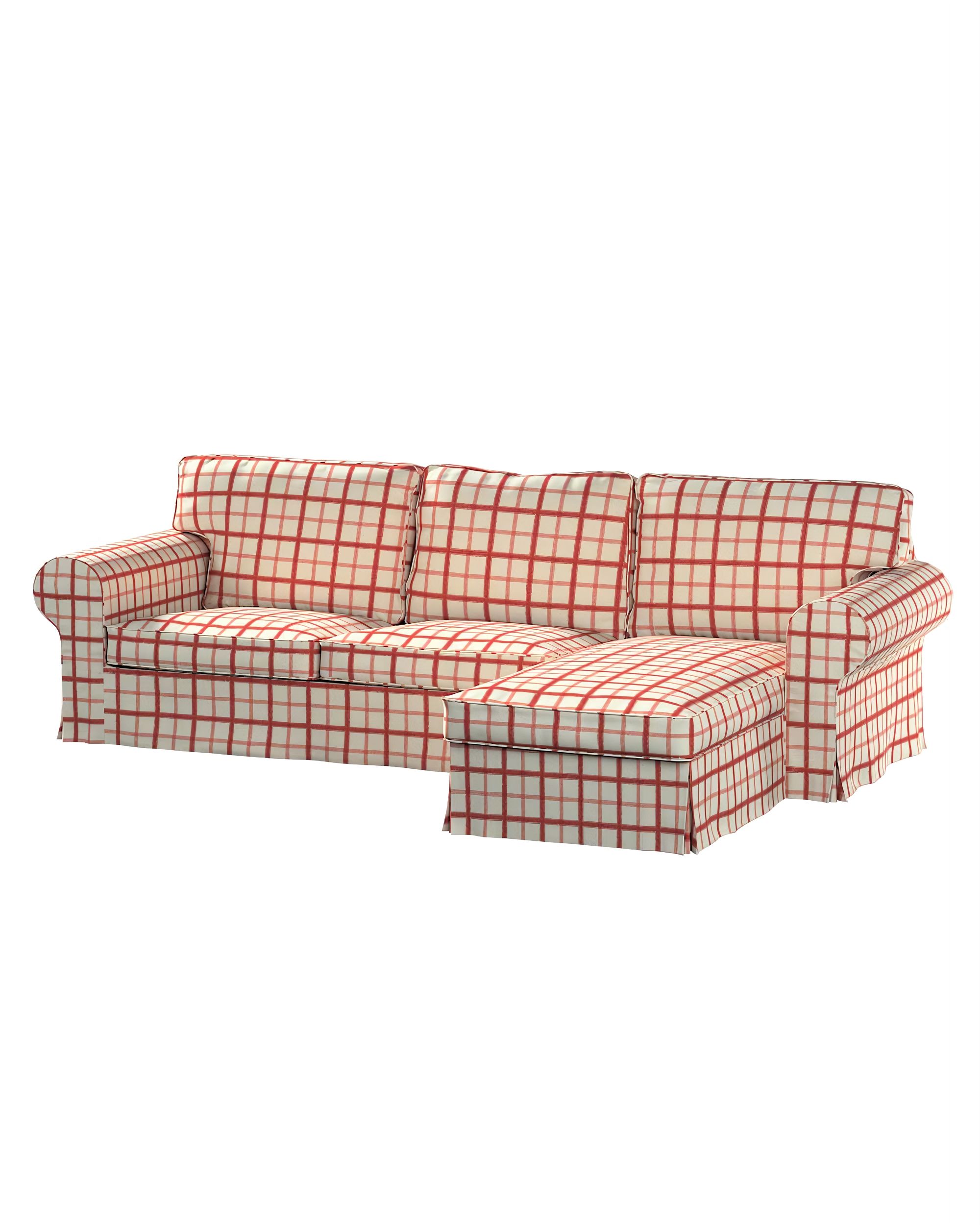 Bezug für Ektorp 2-Sitzer Sofa mit Recamiere Farbe rot Stoff gemustert