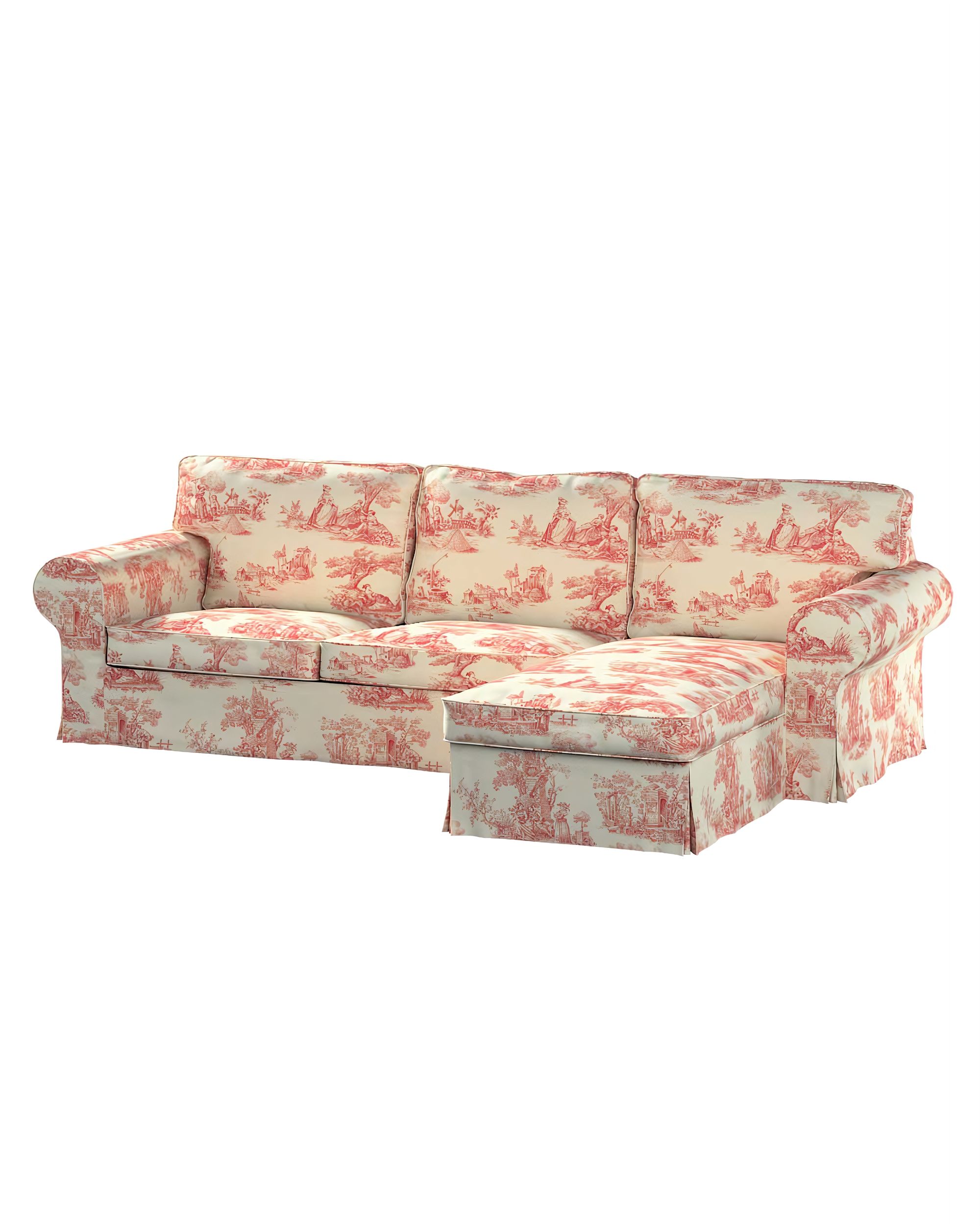 Bezug für Ektorp 2-Sitzer Sofa mit Recamiere Farbe rot Stoff gemustert