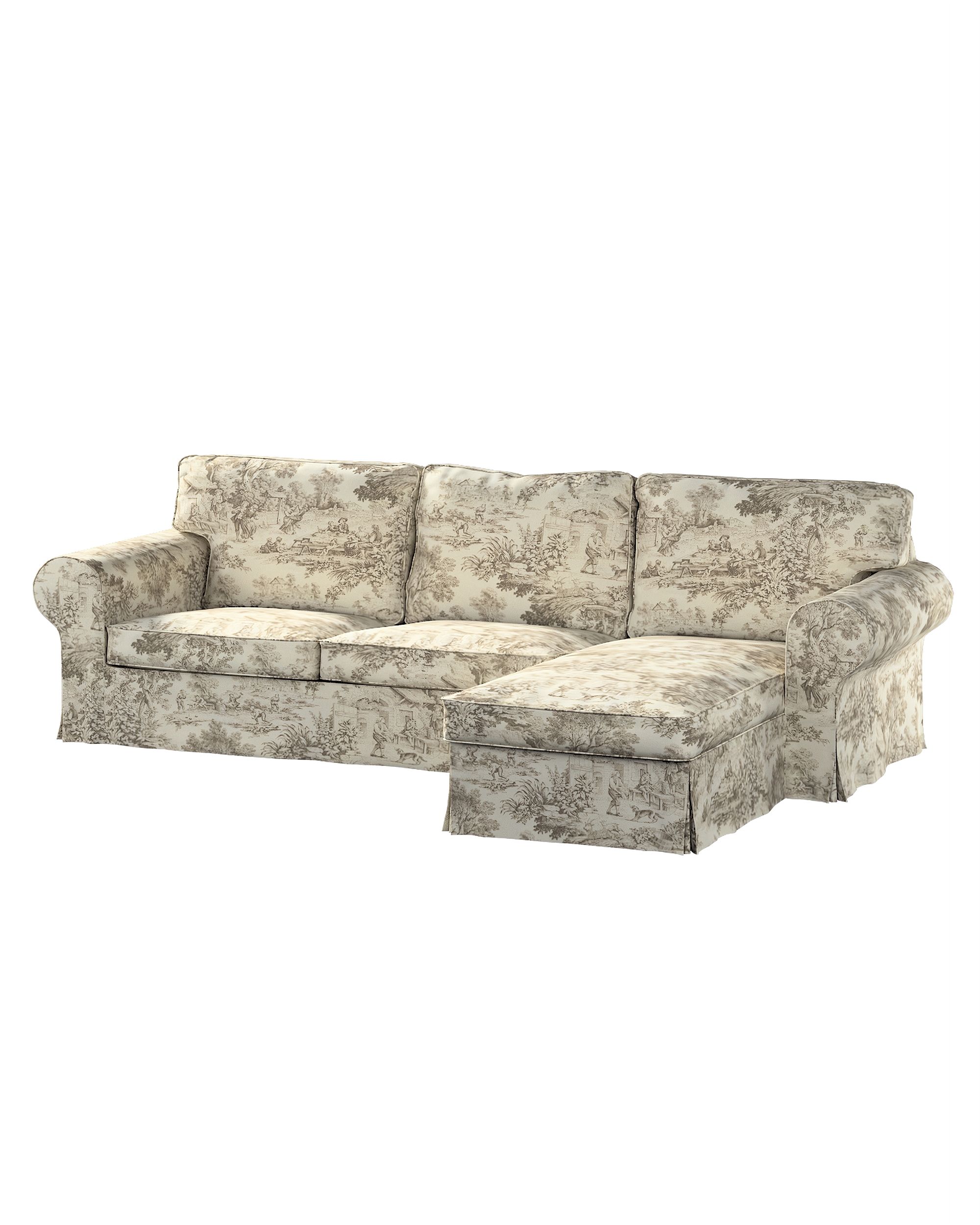 Bezug für Ektorp 2-Sitzer Sofa mit Recamiere Farbe braun Stoff gemustert