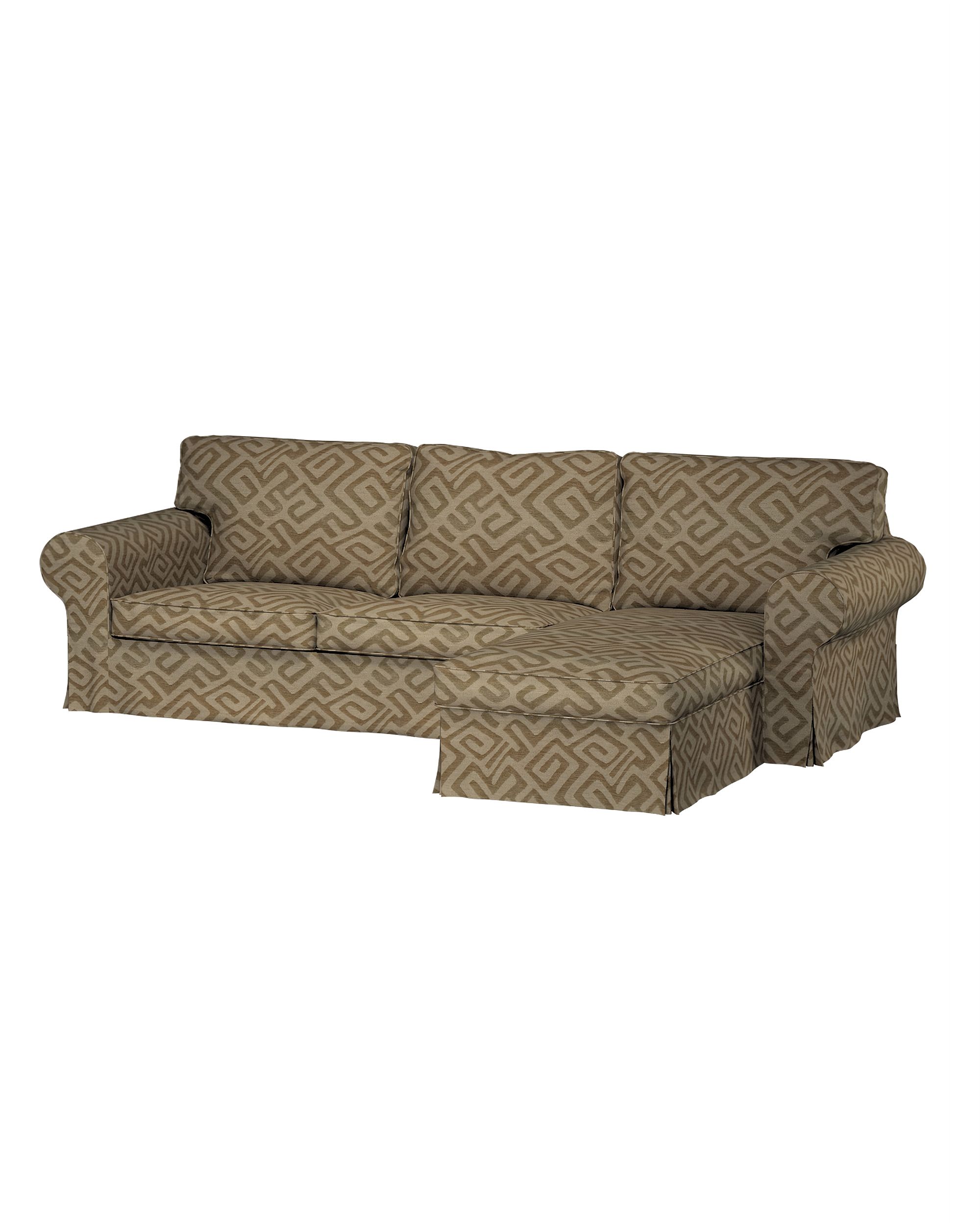 Bezug für Ektorp 2-Sitzer Sofa mit Recamiere Farbe beige Stoff strukturiert, gemustert