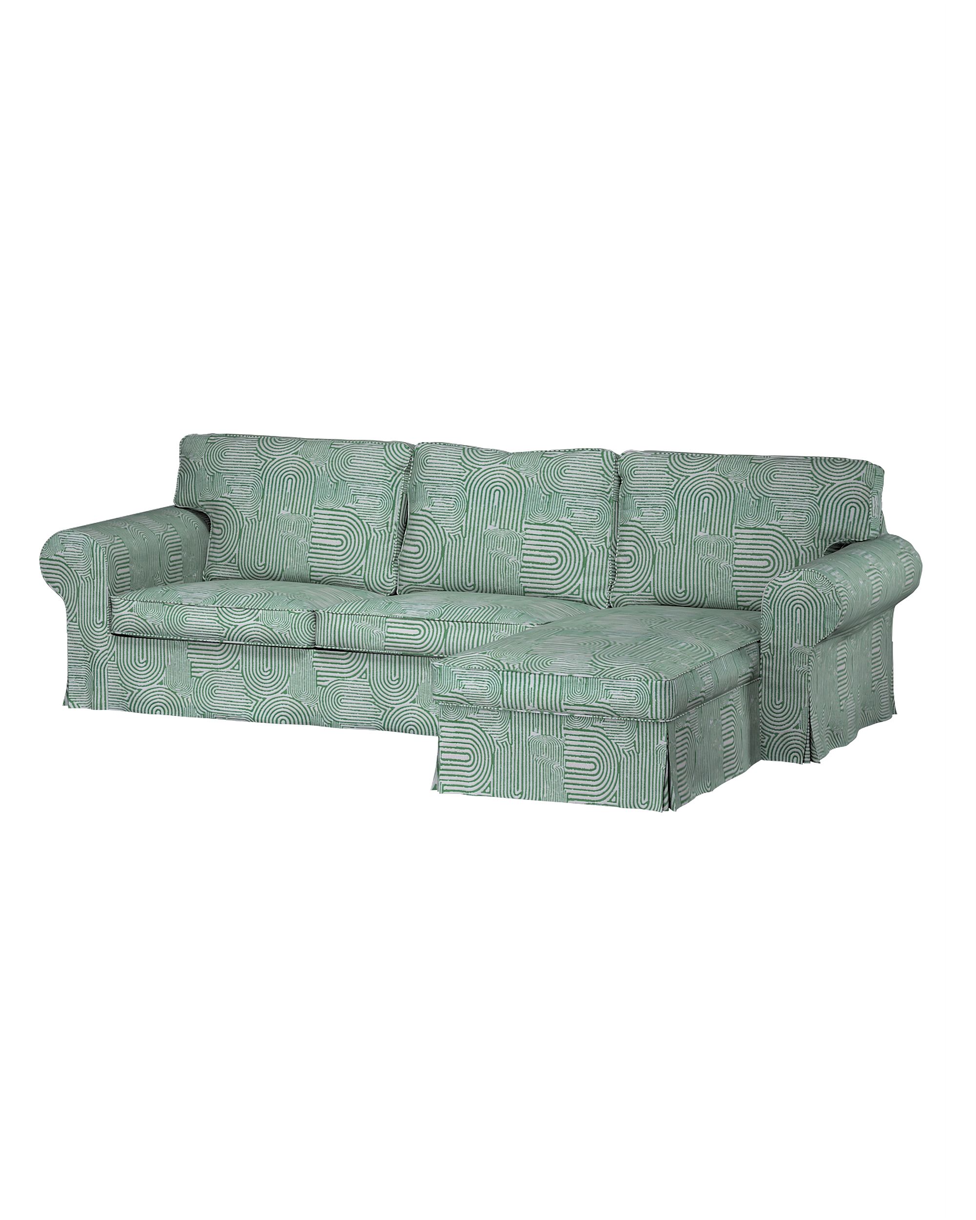 Bezug für Ektorp 2-Sitzer Sofa mit Recamiere Farbe grün Stoff strukturiert, gemustert