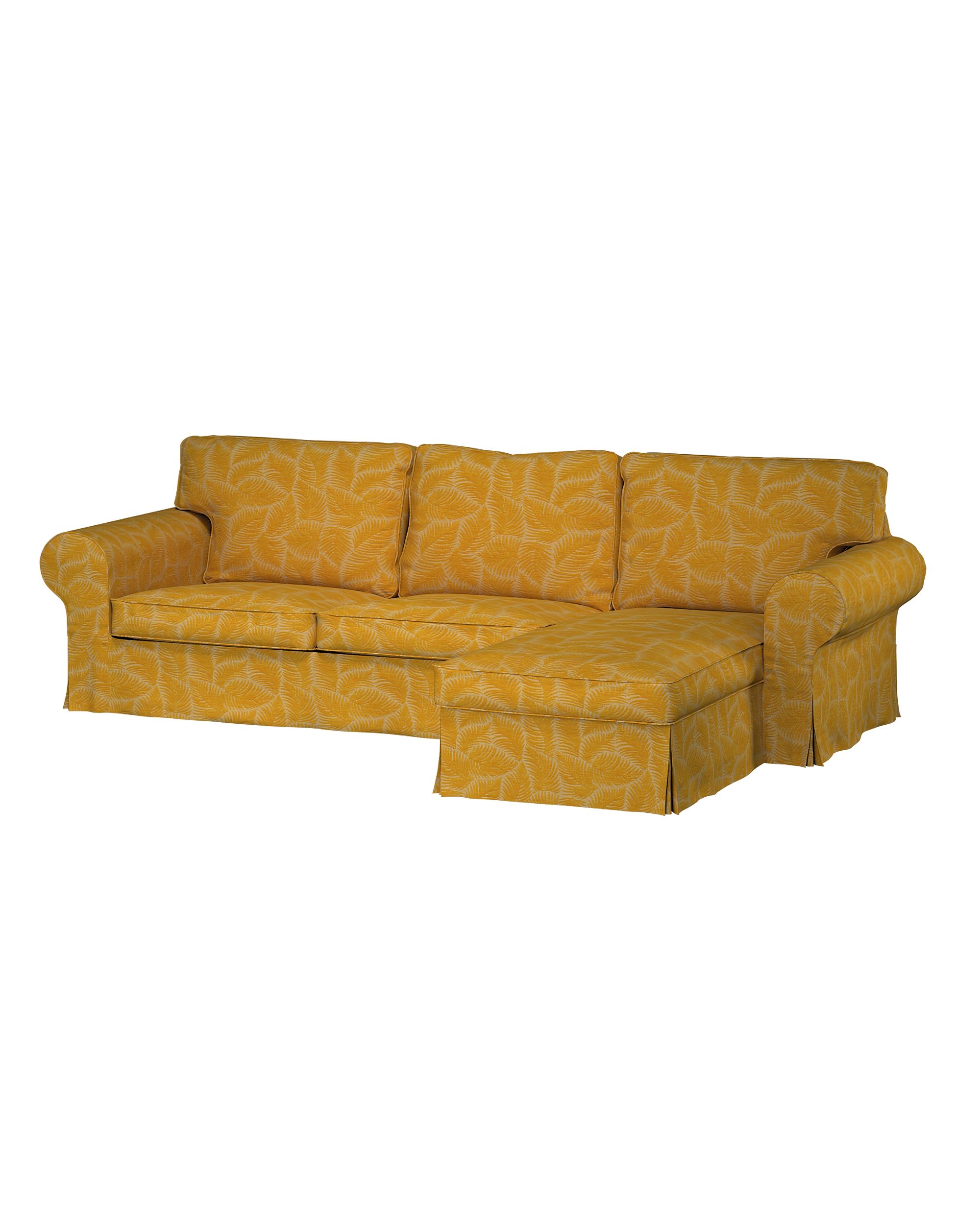 Bezug für Ektorp 2-Sitzer Sofa mit Recamiere Farbe gelb Stoff strukturiert, gemustert