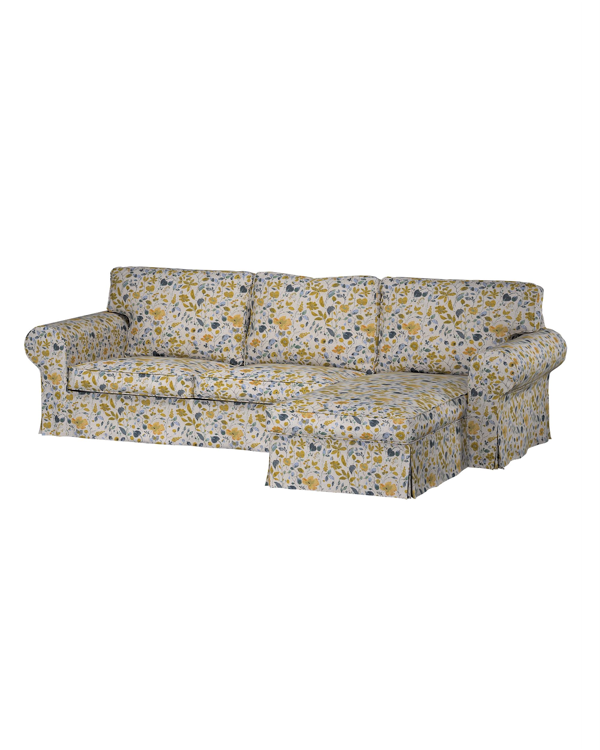 Bezug für Ektorp 2-Sitzer Sofa mit Recamiere Farbe gelb Stoff strukturiert, gemustert