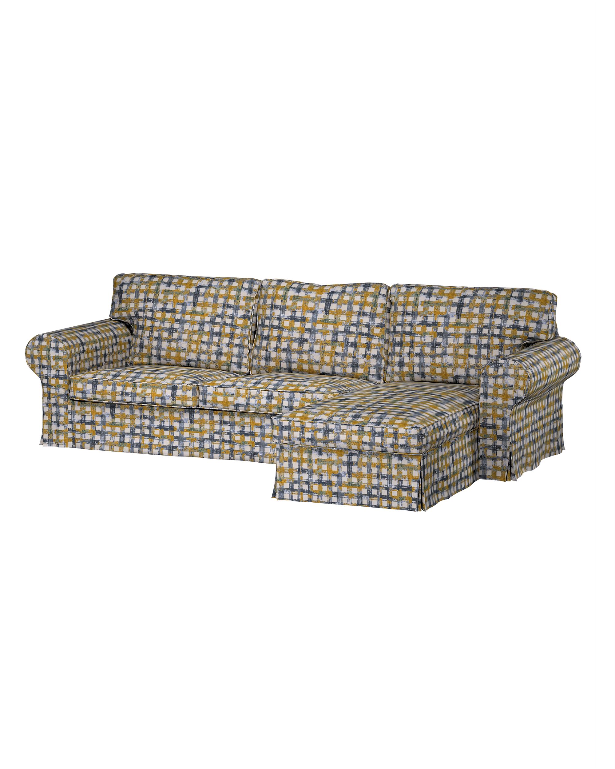 Bezug für Ektorp 2-Sitzer Sofa mit Recamiere Farbe blau Stoff strukturiert, gemustert