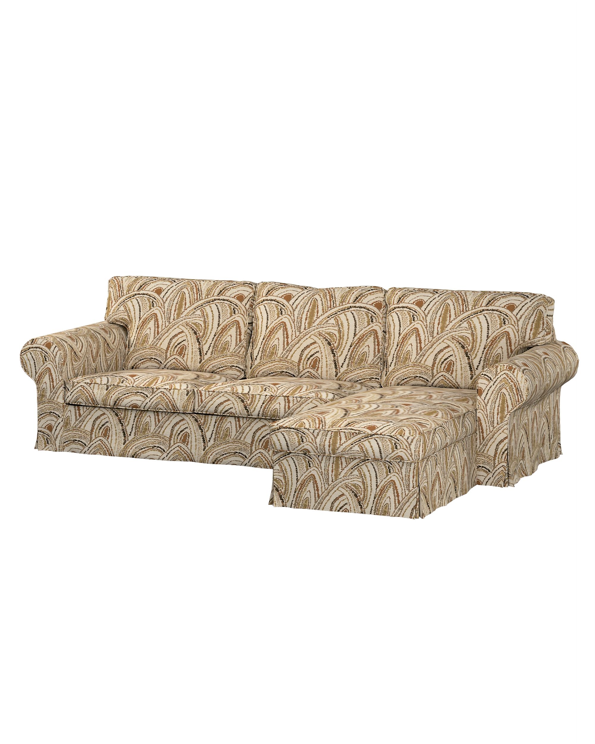 Bezug für Ektorp 2-Sitzer Sofa mit Recamiere Farbe beige Stoff strukturiert, gemustert