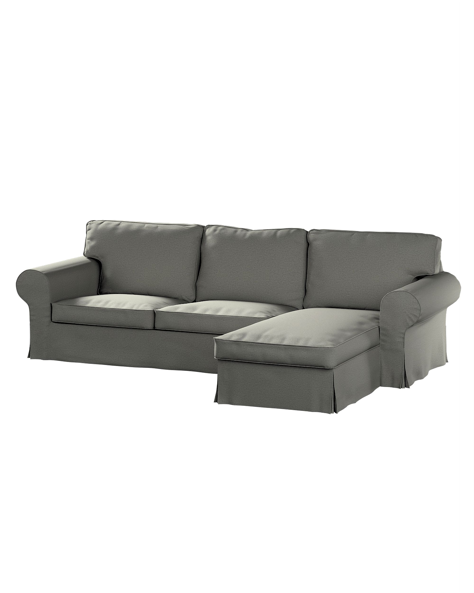 Bezug für Ektorp 2-Sitzer Sofa mit Recamiere Farbe grau Stoff strukturiert