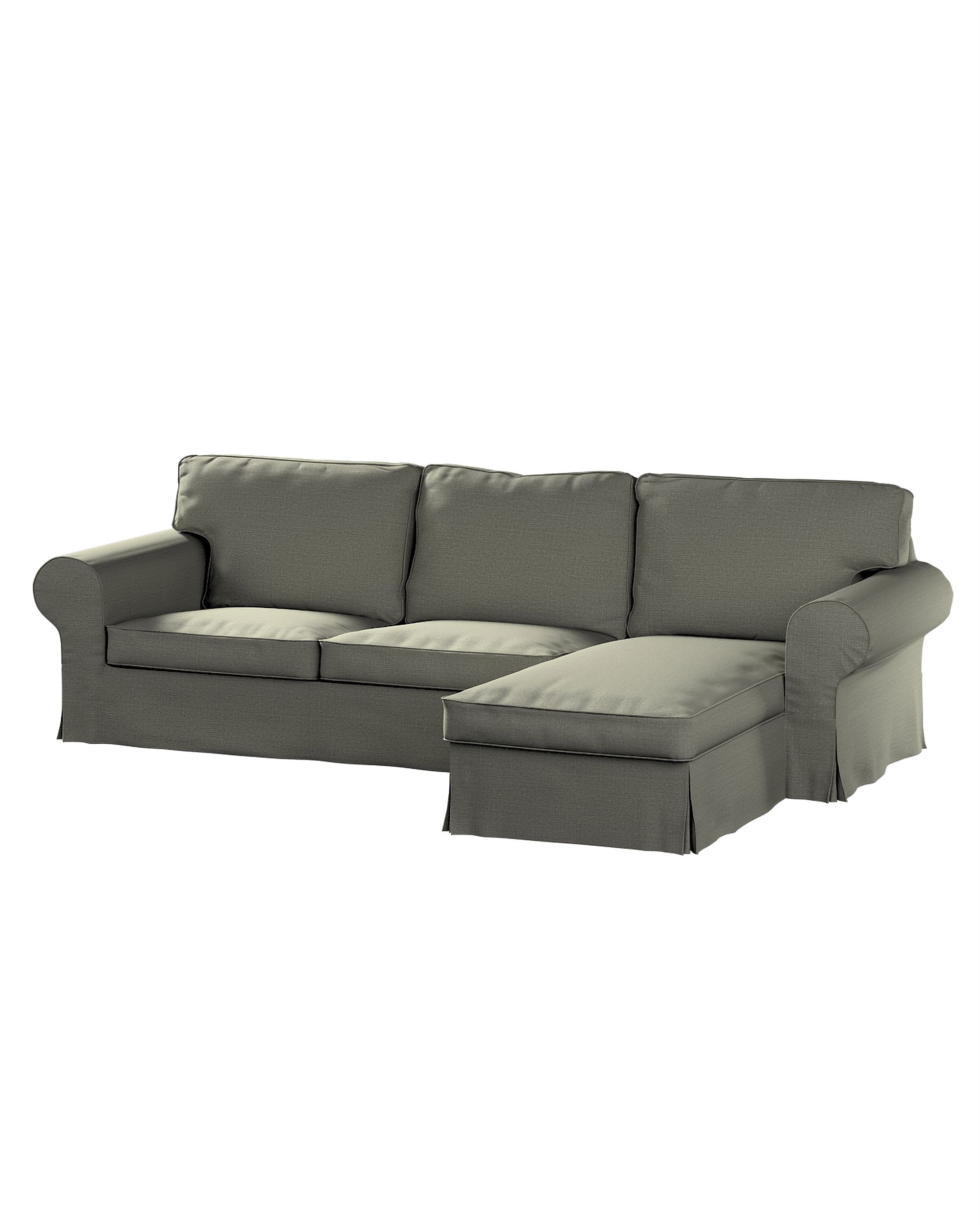 Bezug für Ektorp 2-Sitzer Sofa mit Recamiere Farbe grau Stoff strukturiert