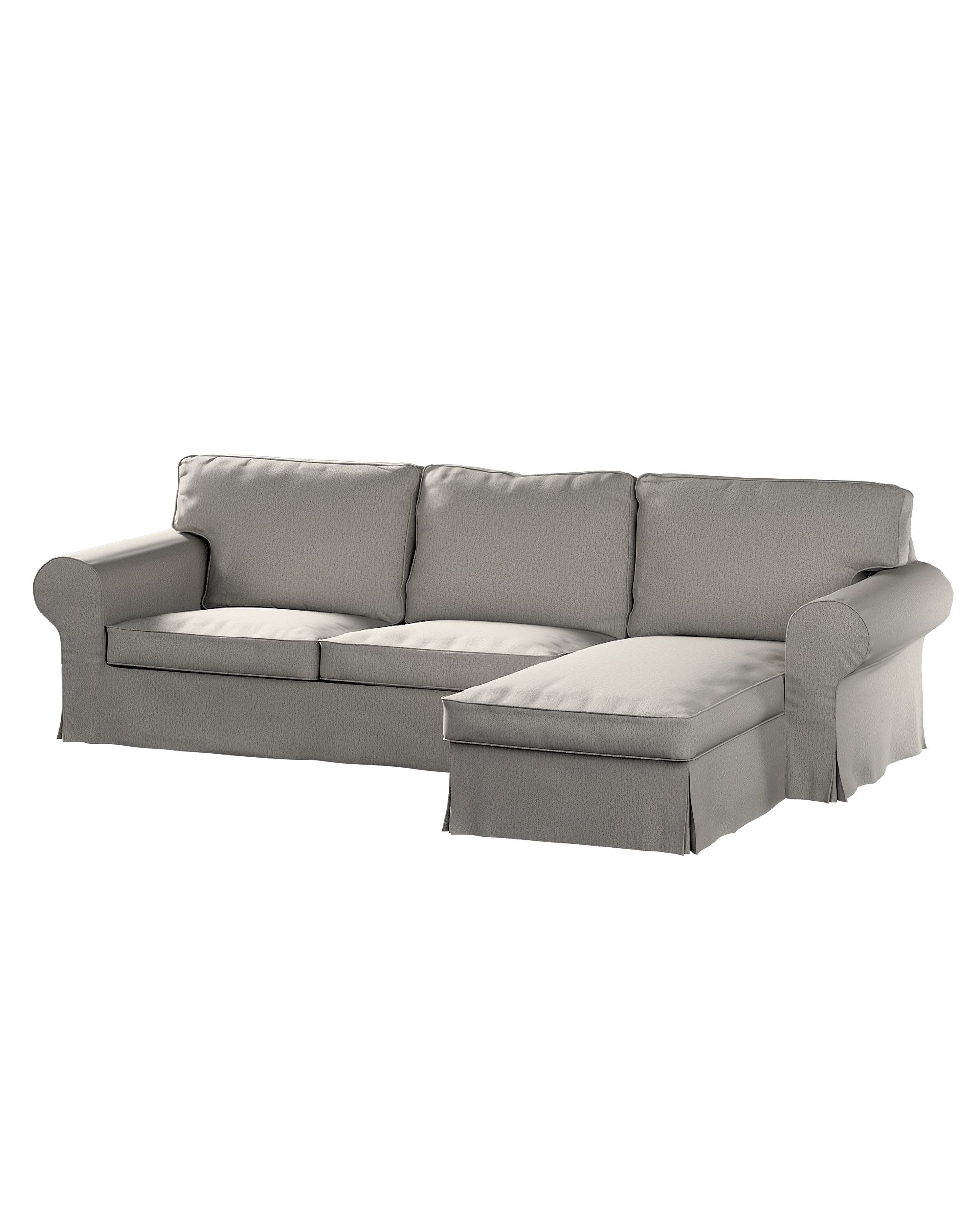 Bezug für Ektorp 2-Sitzer Sofa mit Recamiere Farbe grau Stoff strukturiert