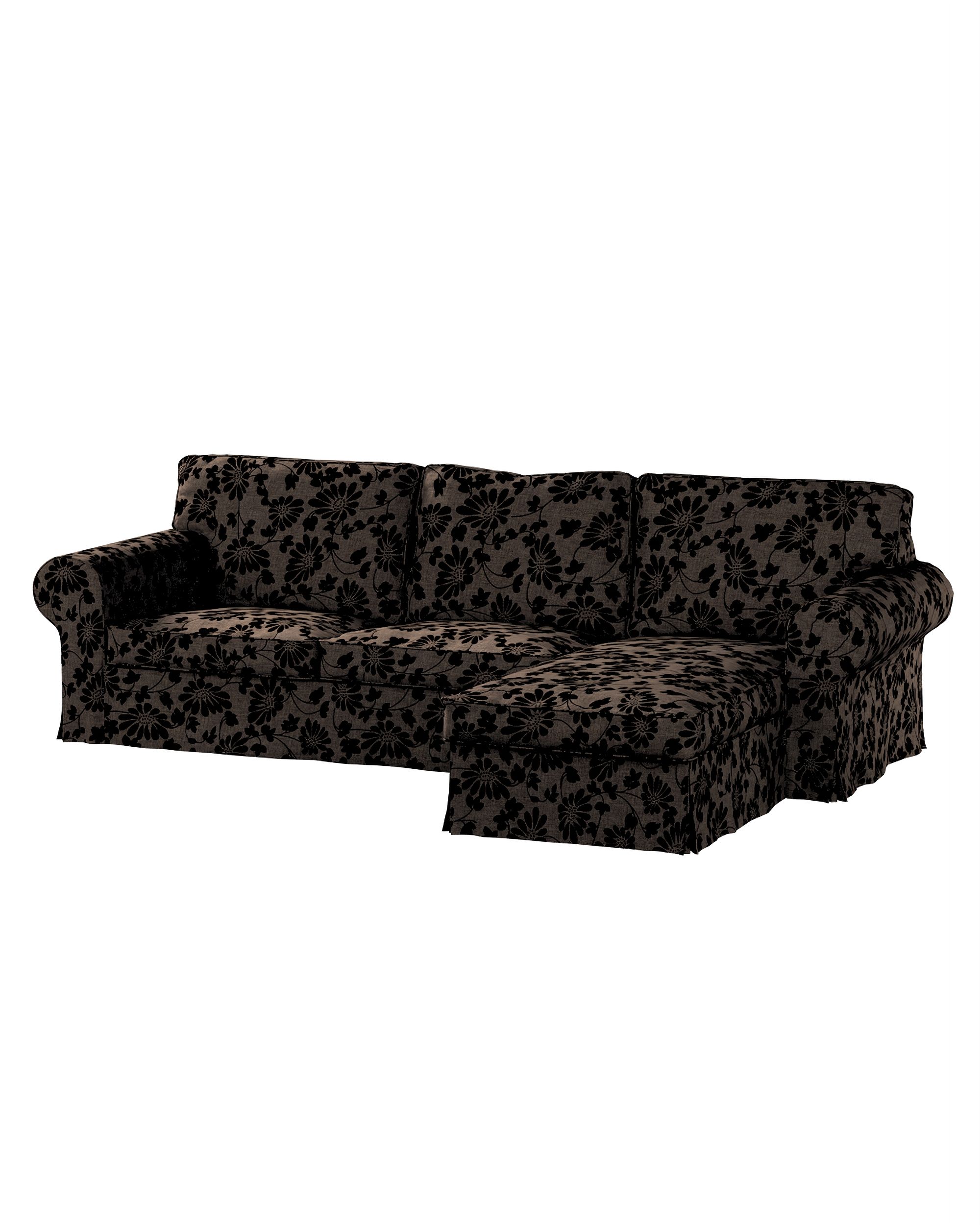 Bezug für Ektorp 2-Sitzer Sofa mit Recamiere Farbe braun Stoff strukturiert, gemustert