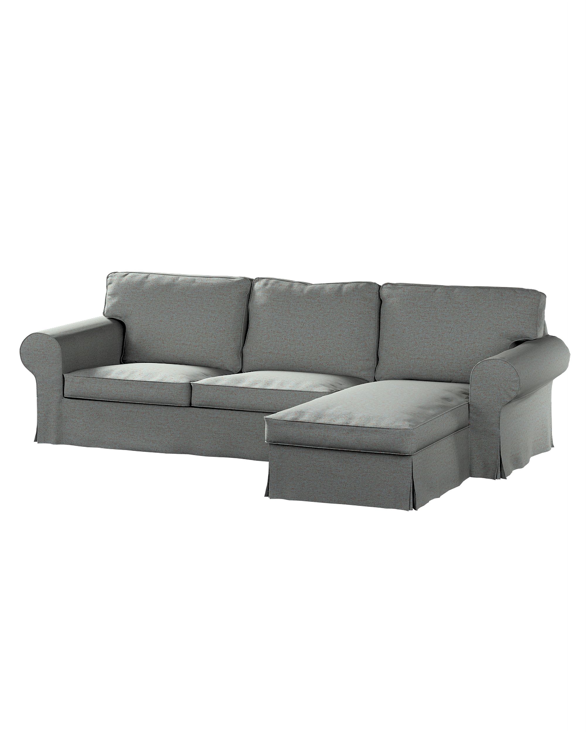 Bezug für Ektorp 2-Sitzer Sofa mit Recamiere Farbe blau Stoff strukturiert