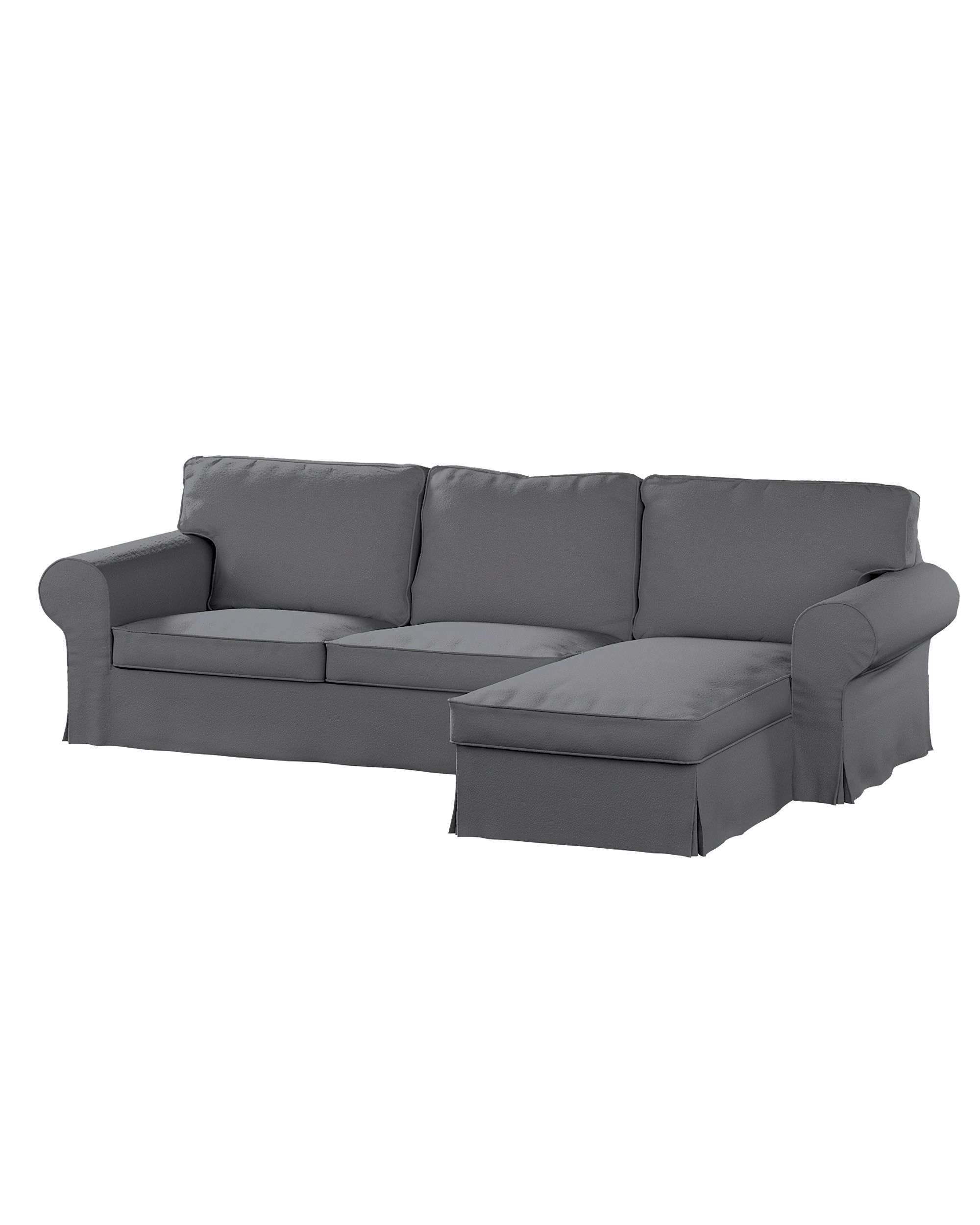 Bezug für Ektorp 2-Sitzer Sofa mit Recamiere Farbe grau Stoff strukturiert
