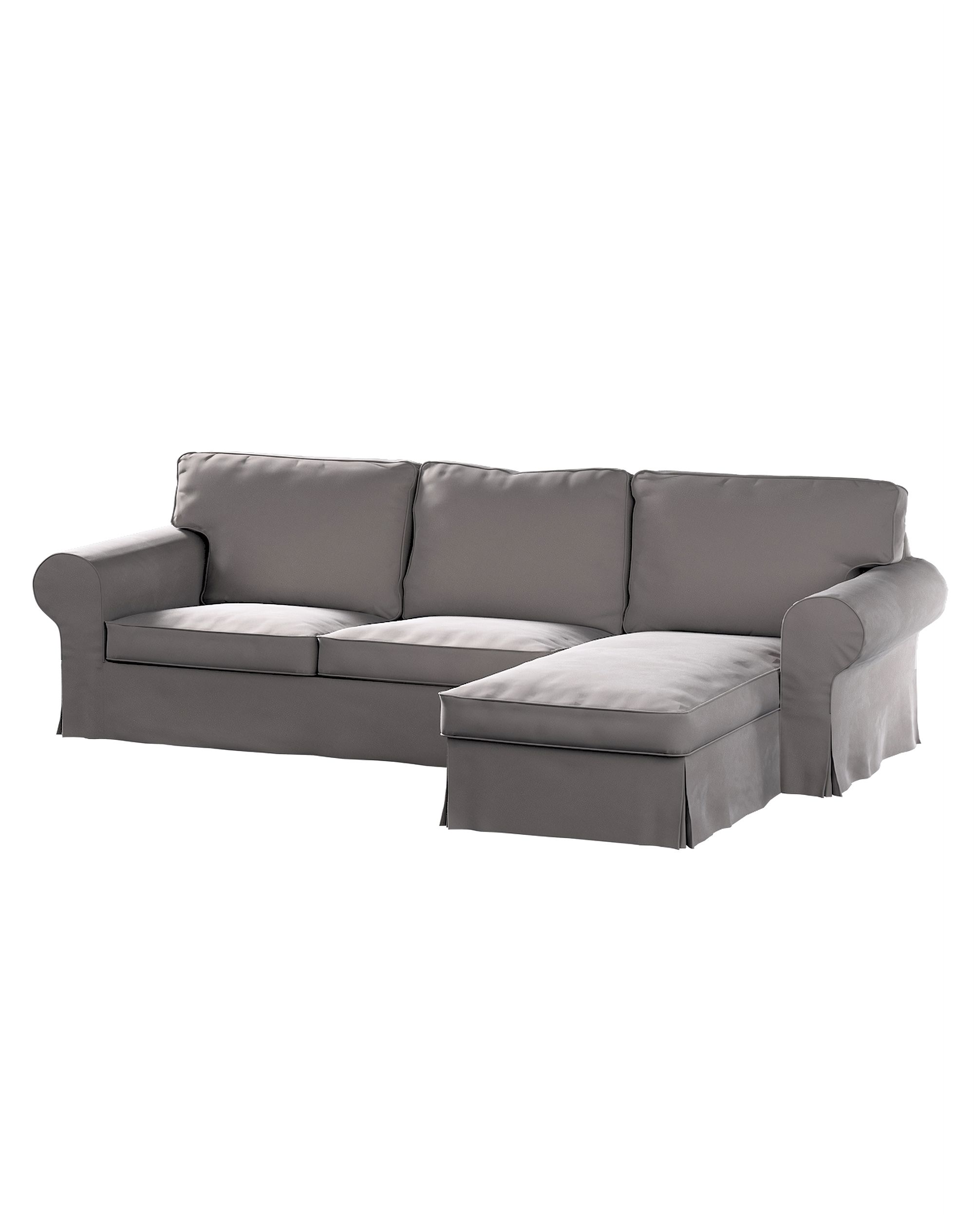 Bezug für Ektorp 2-Sitzer Sofa mit Recamiere Farbe grau Stoff glänzend, samt
