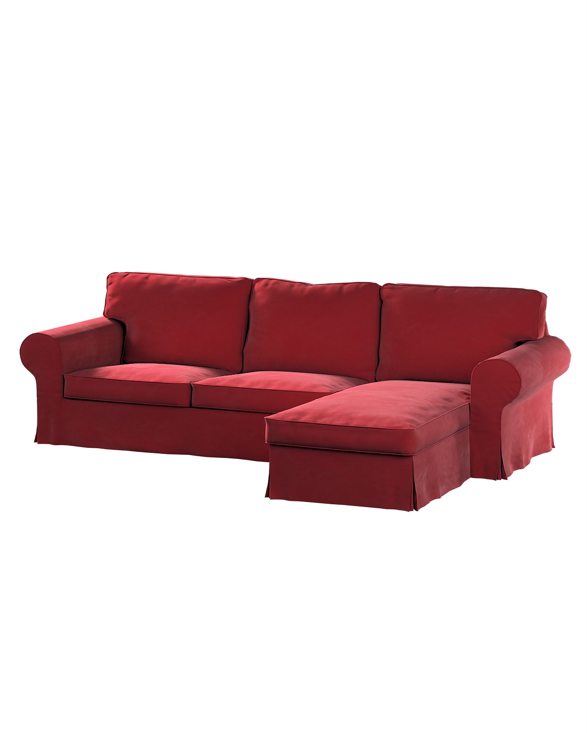 Bezug für Ektorp 2-Sitzer Sofa mit Recamiere Farbe rot Stoff glänzend, samt