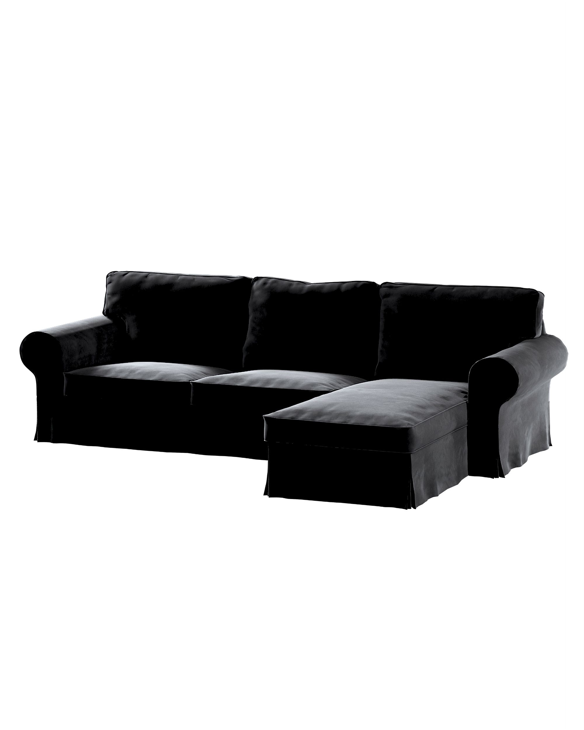 Bezug für Ektorp 2-Sitzer Sofa mit Recamiere Farbe schwarz Stoff glänzend, samt