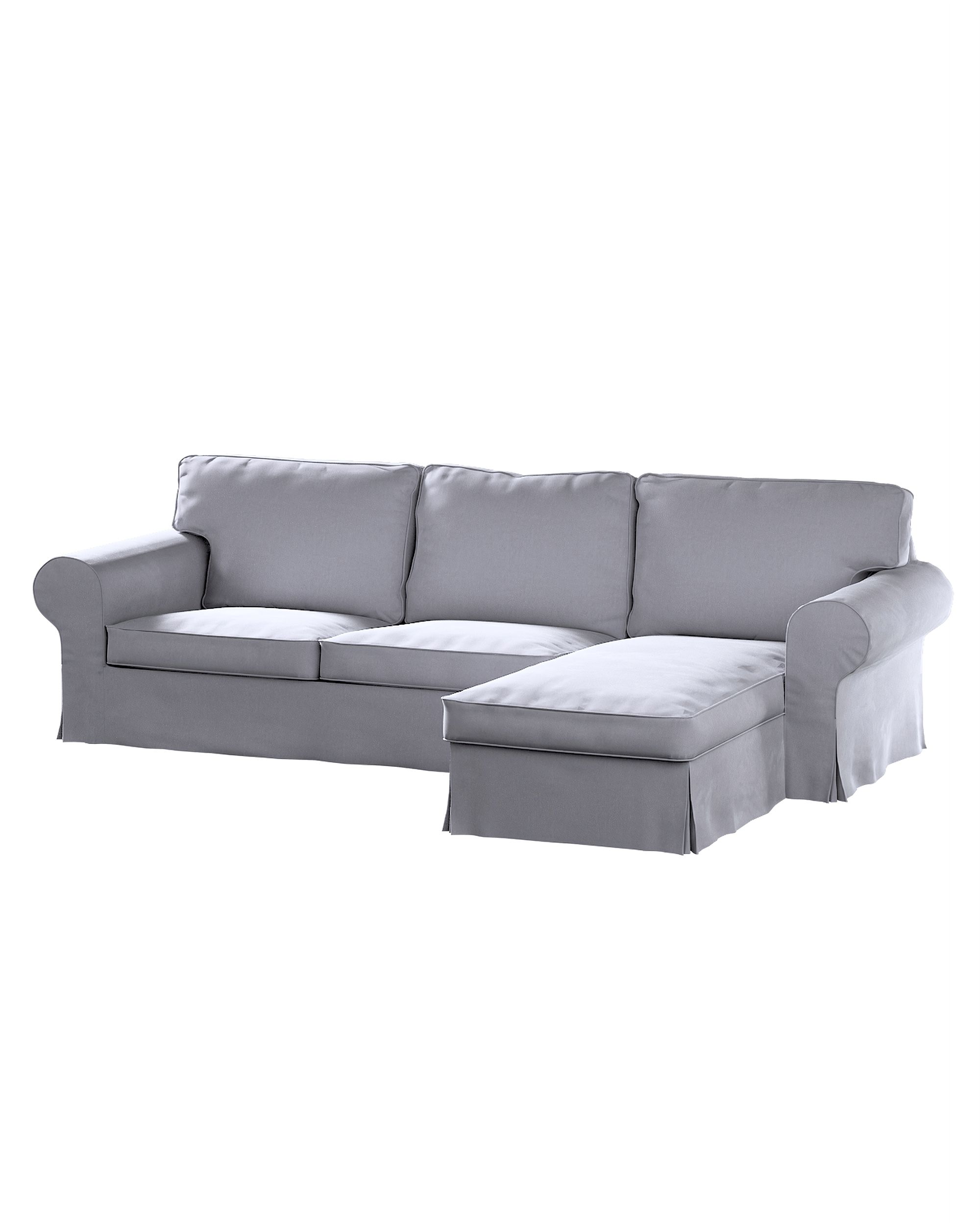 Bezug für Ektorp 2-Sitzer Sofa mit Recamiere Farbe grau Stoff glänzend, samt