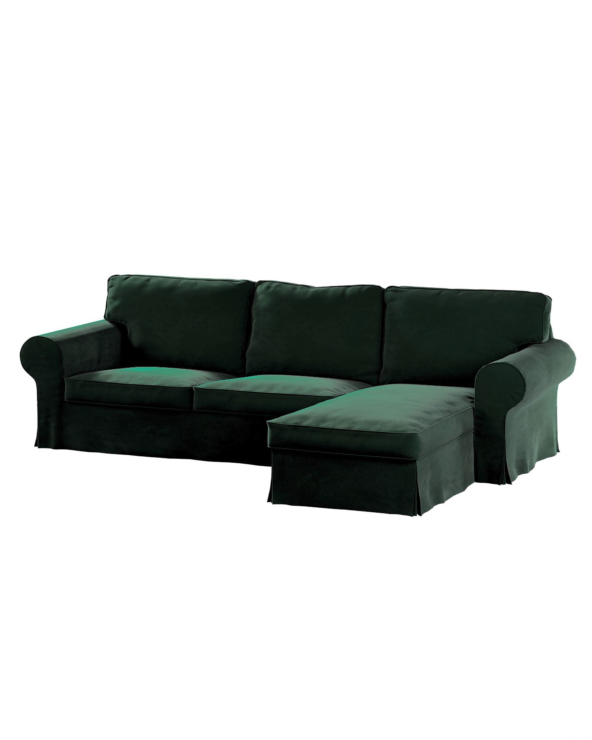 Bezug für Ektorp 2-Sitzer Sofa mit Recamiere Farbe grün Stoff glänzend, samt