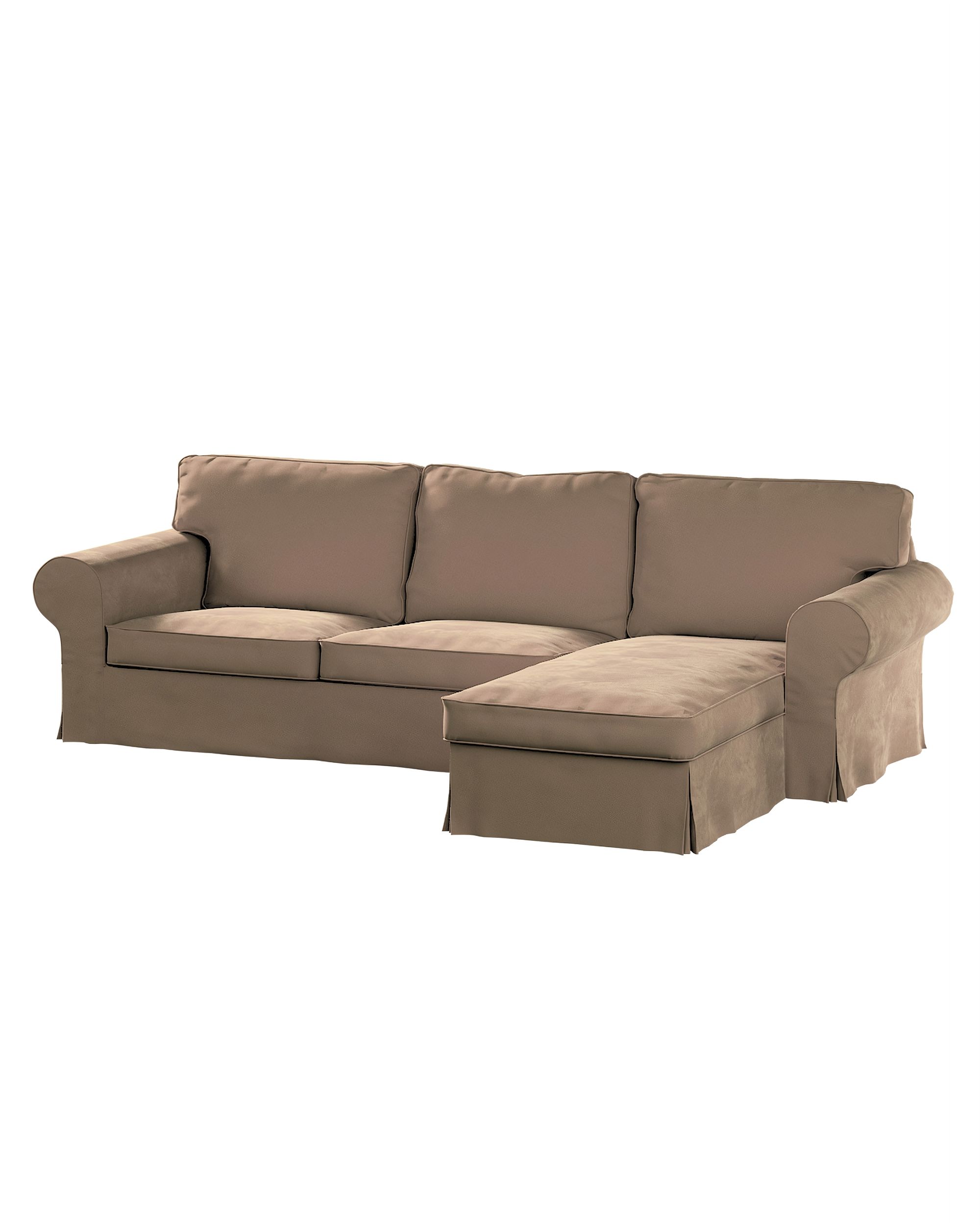 Bezug für Ektorp 2-Sitzer Sofa mit Recamiere Farbe beige Stoff glänzend, samt