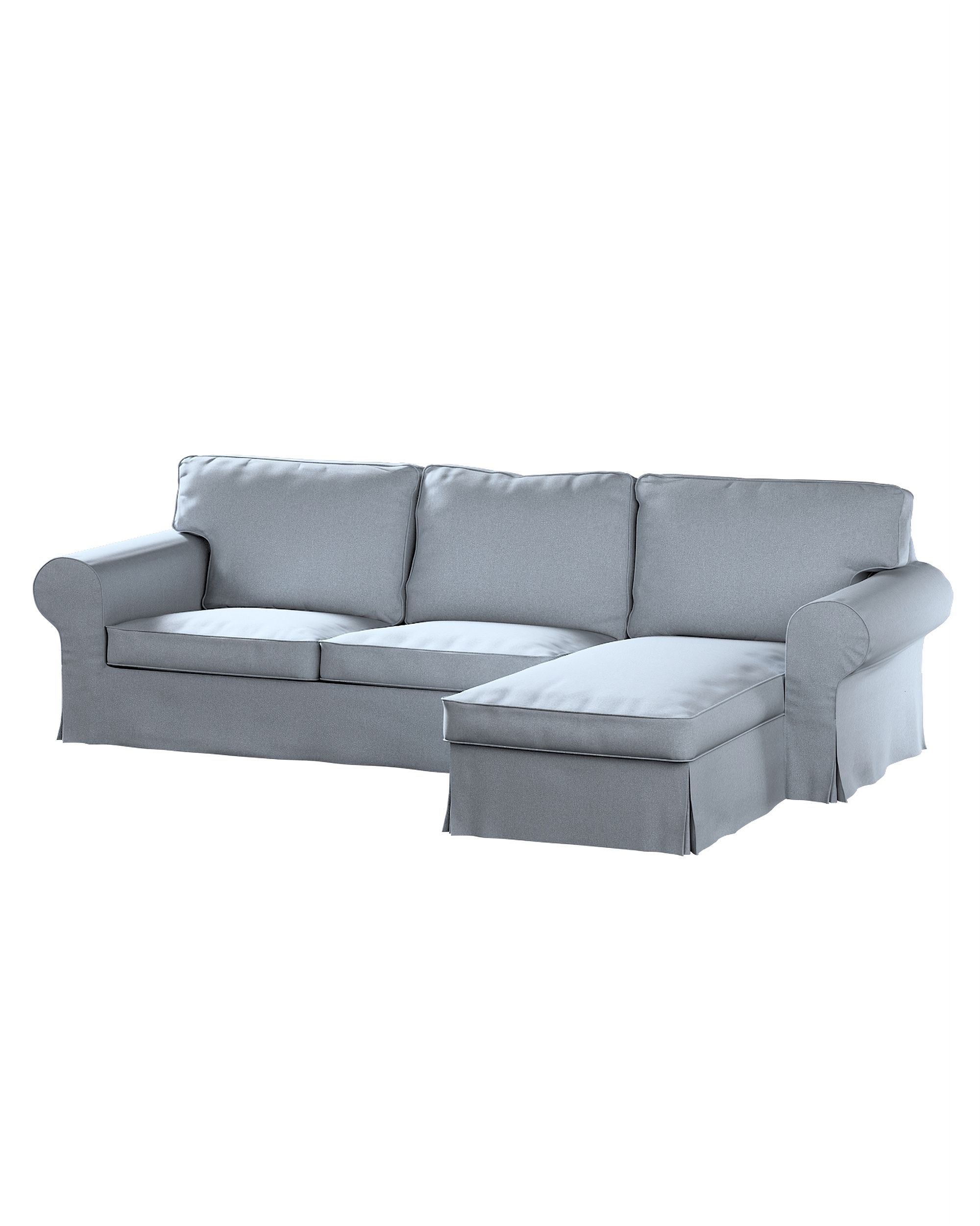 Bezug für Ektorp 2-Sitzer Sofa mit Recamiere Farbe blau Stoff strukturiert
